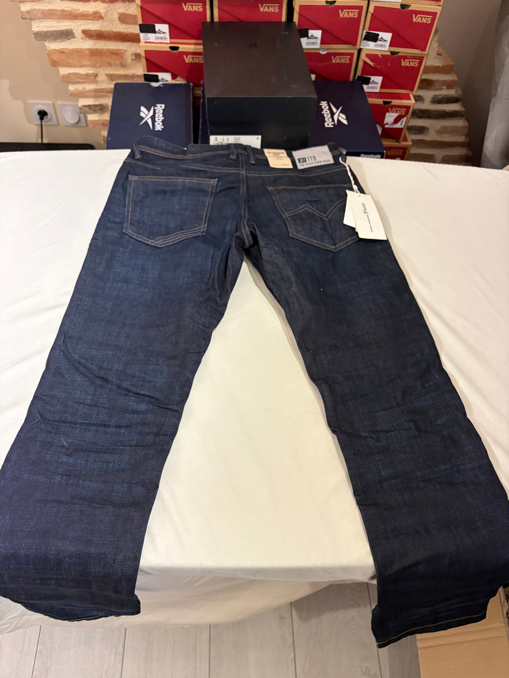Jean Tom Tailor Denim Aedan Straight Homme Bleu Brut Foncé – Neuf avec étiquettes – Taille 32/32
