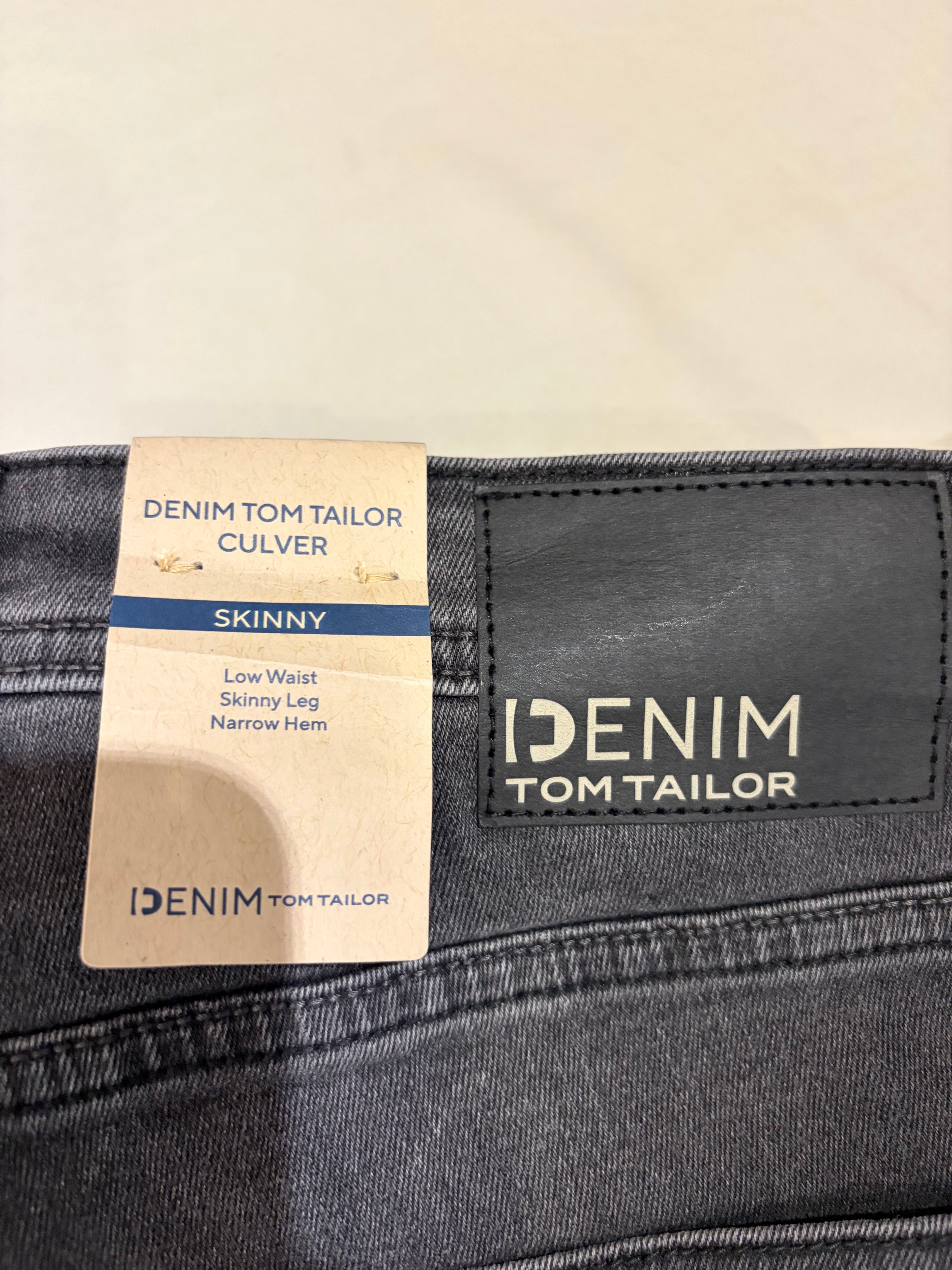 Jean Tom Tailor Denim Culver Skinny Homme Gris Délavé – Neuf avec étiquettes – Taille 32/34