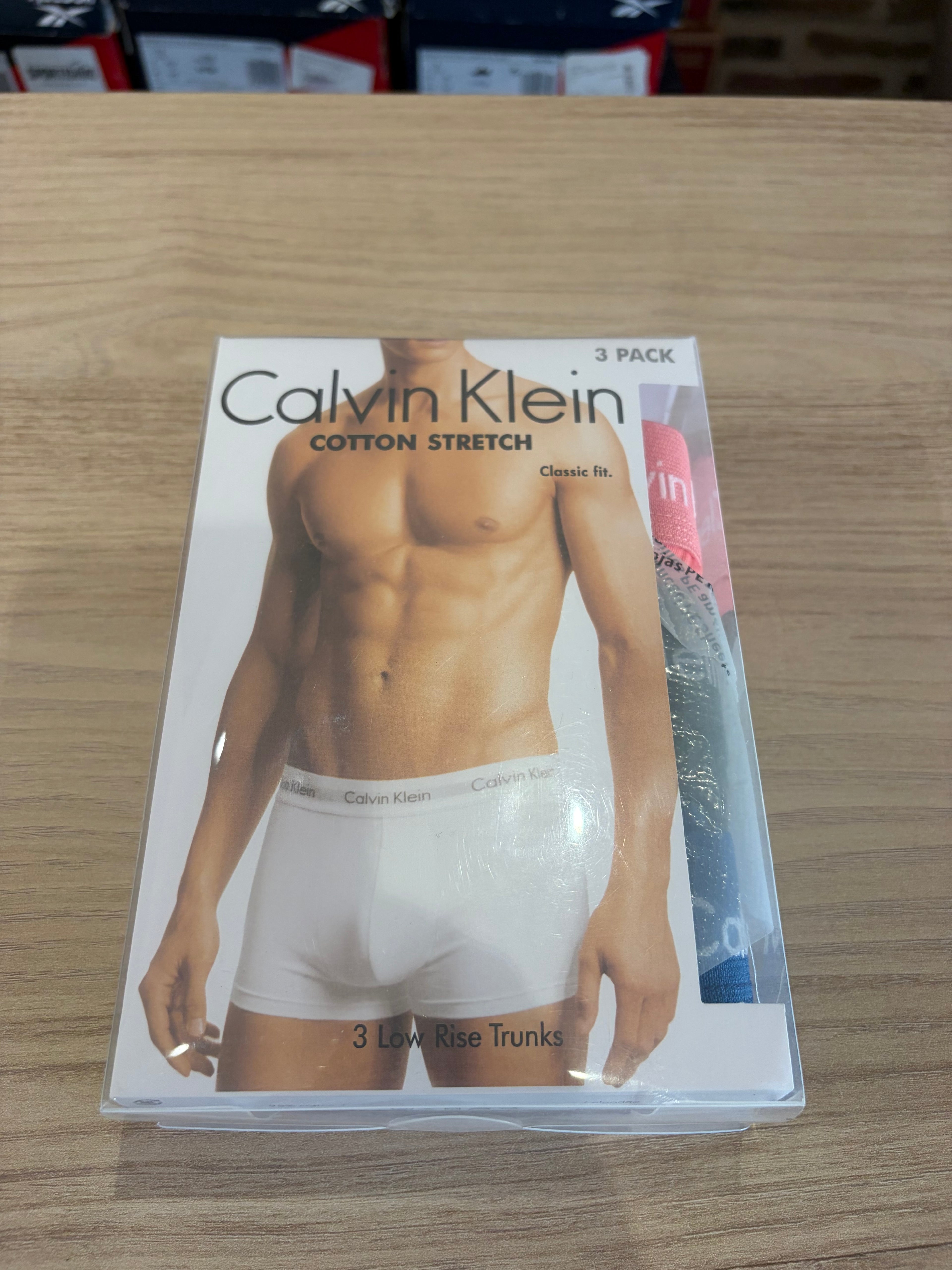 Calvin Klein Cotton Stretch 3 Pack Boxers Homme Rose Noir Bleu Taille M Neuf