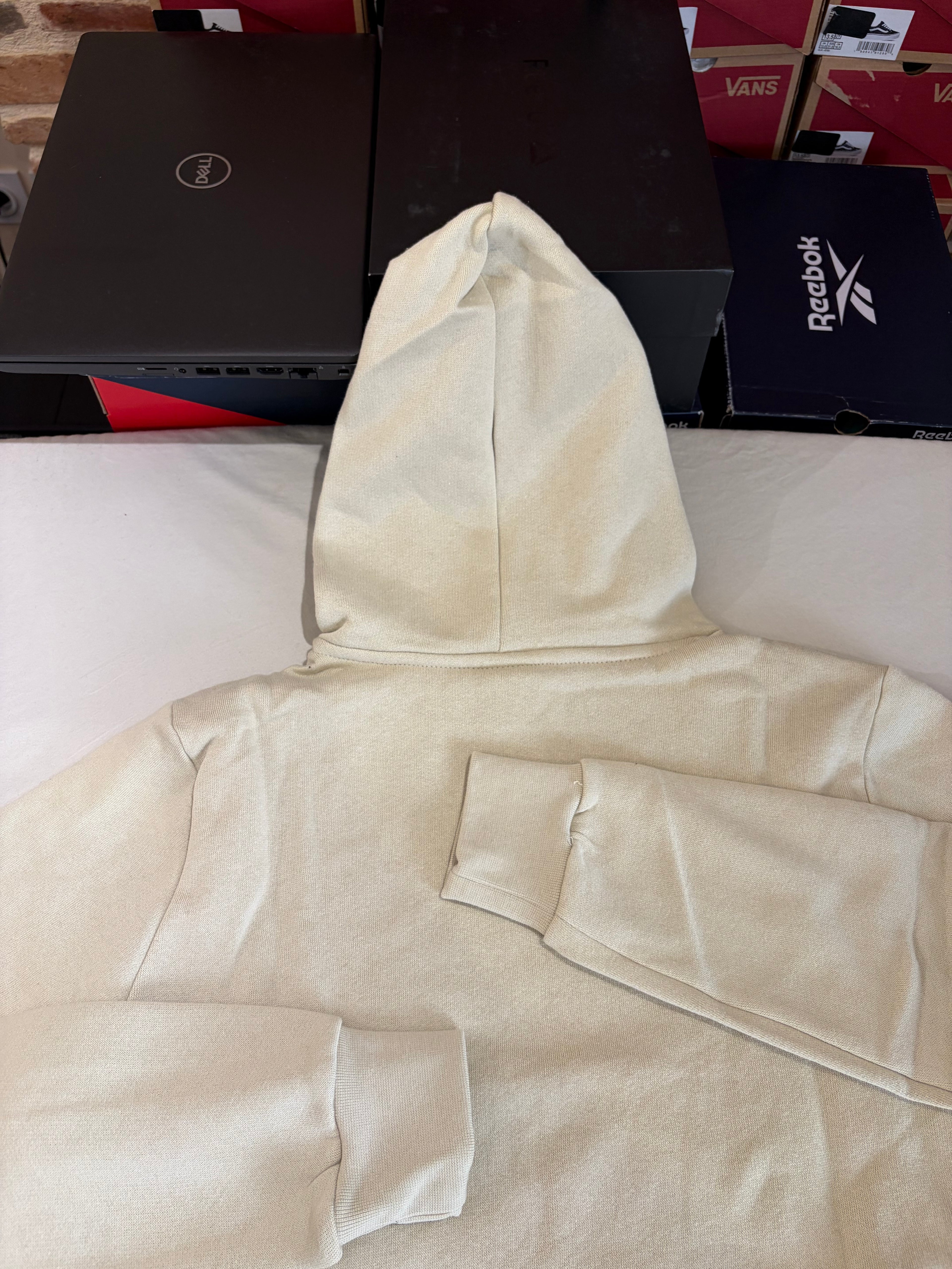Sweat à Capuche BOSS Homme Wetalk Beige Clair – Logo Patch – Taille S – Neuf