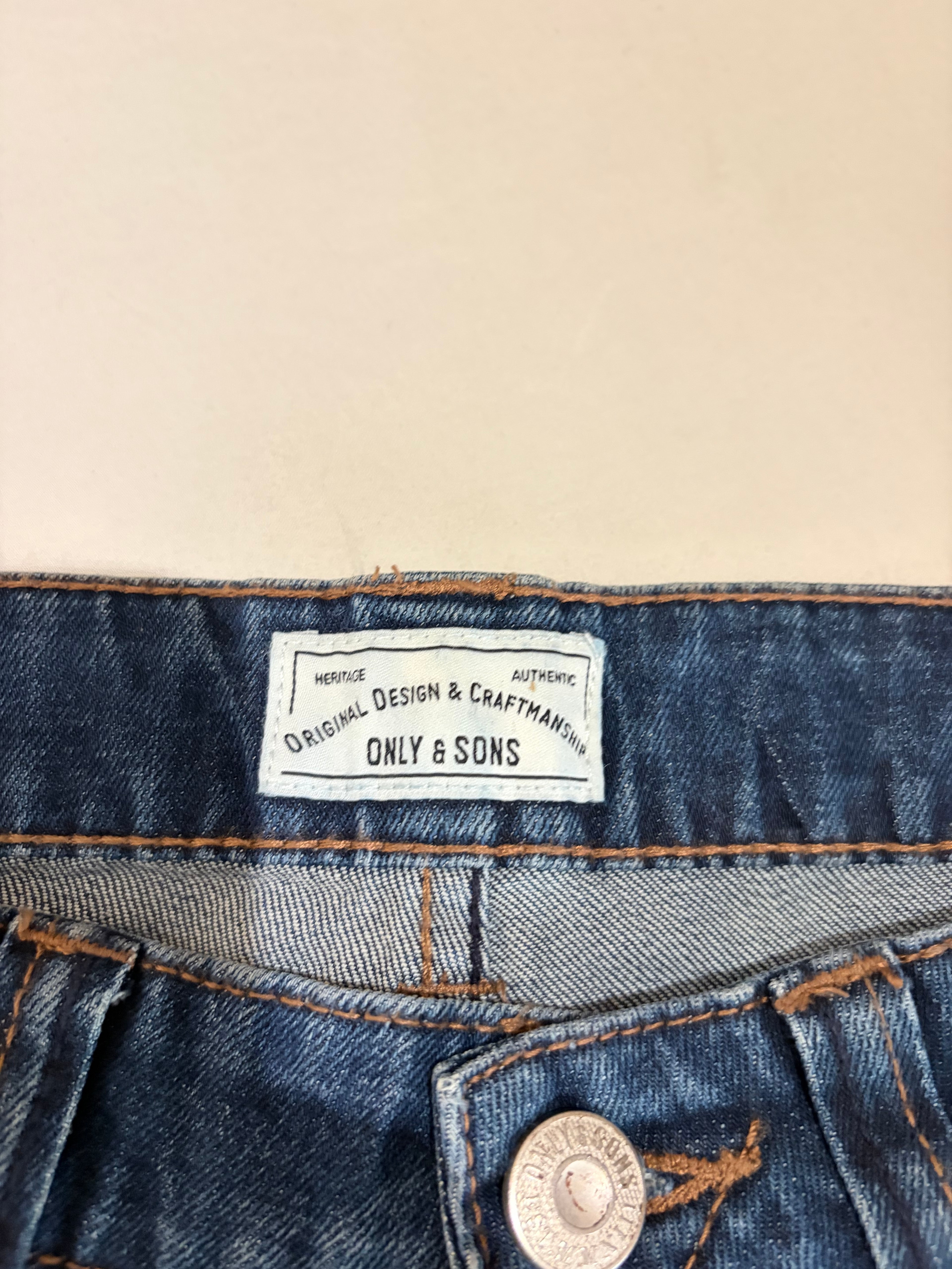 Only & Sons Jean Homme Slim Bleu Denim 28/32 Neuf avec Étiquettes