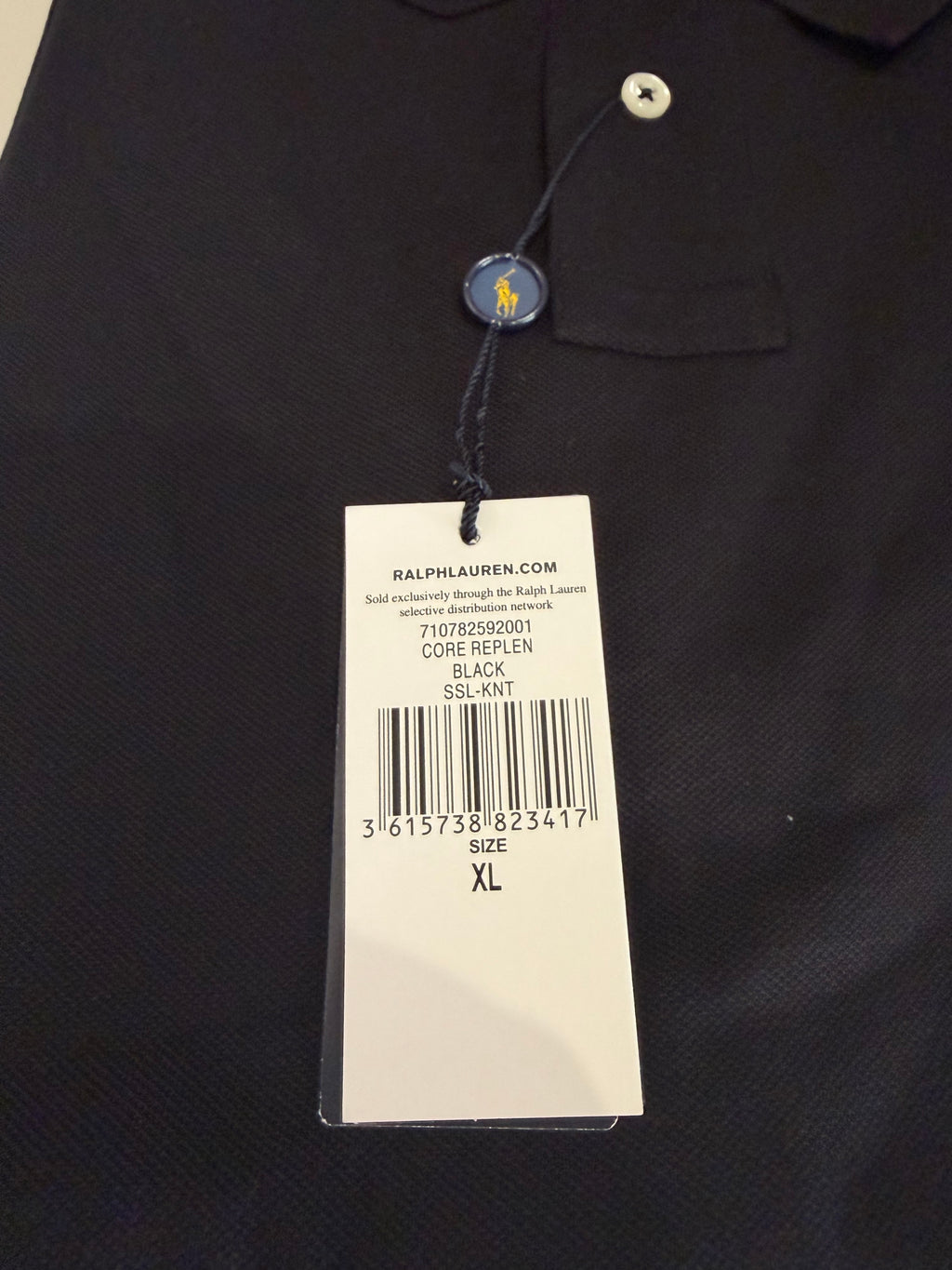 Polo Ralph Lauren – Polo Homme Noir Custom Slim Fit Logo Rouge – Taille XL