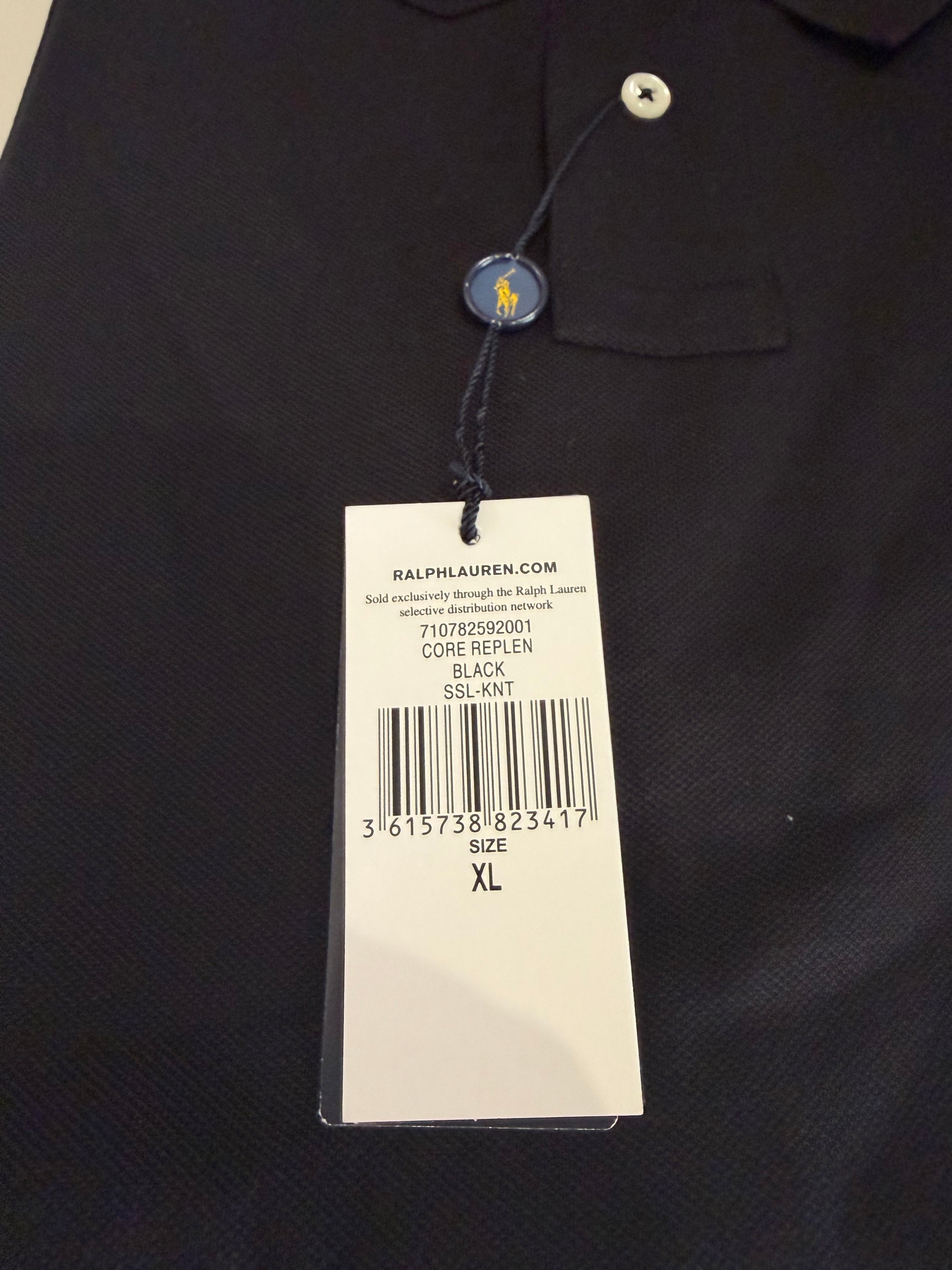 Polo Ralph Lauren – Polo Homme Noir Custom Slim Fit Logo Rouge – Taille XL
