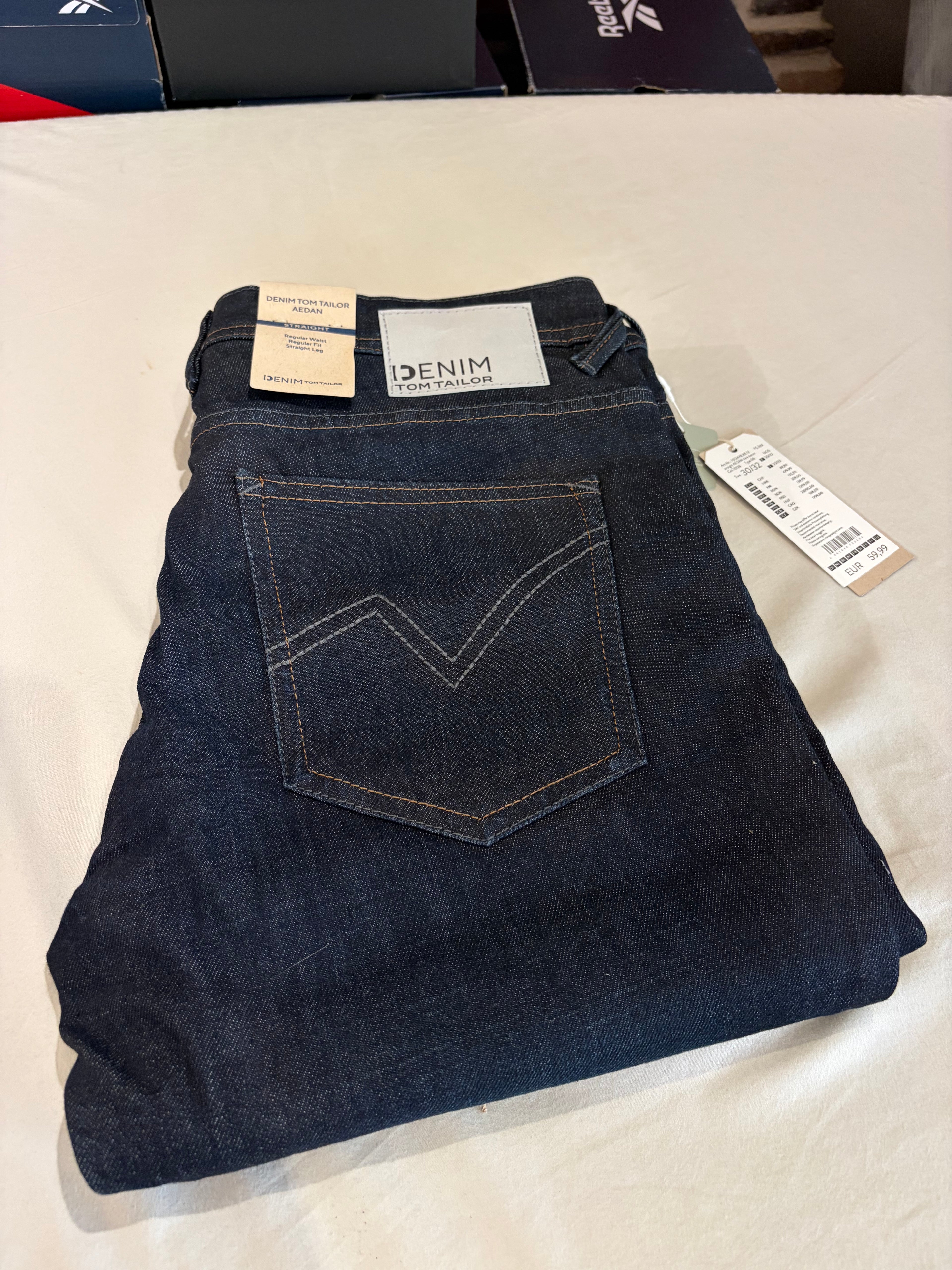 Jean Tom Tailor AEDAN Straight Homme Bleu Denim Brut 30/32 Neuf avec Étiquettes
