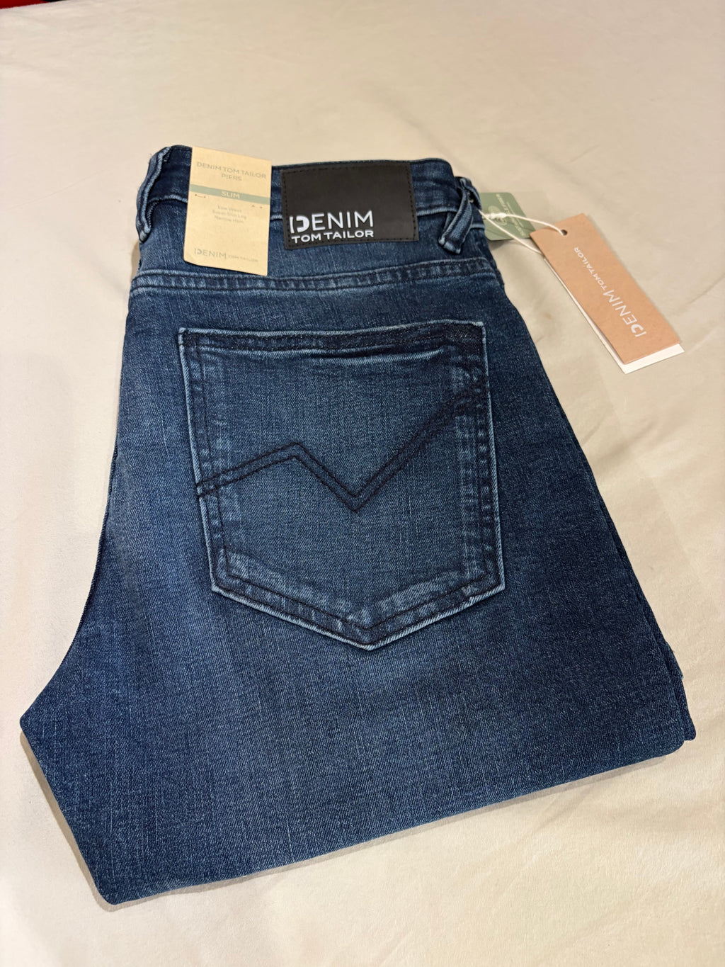Tom Tailor Denim PIERS Jean Homme Slim Bleu Denim 30/32 Neuf avec Étiquettes