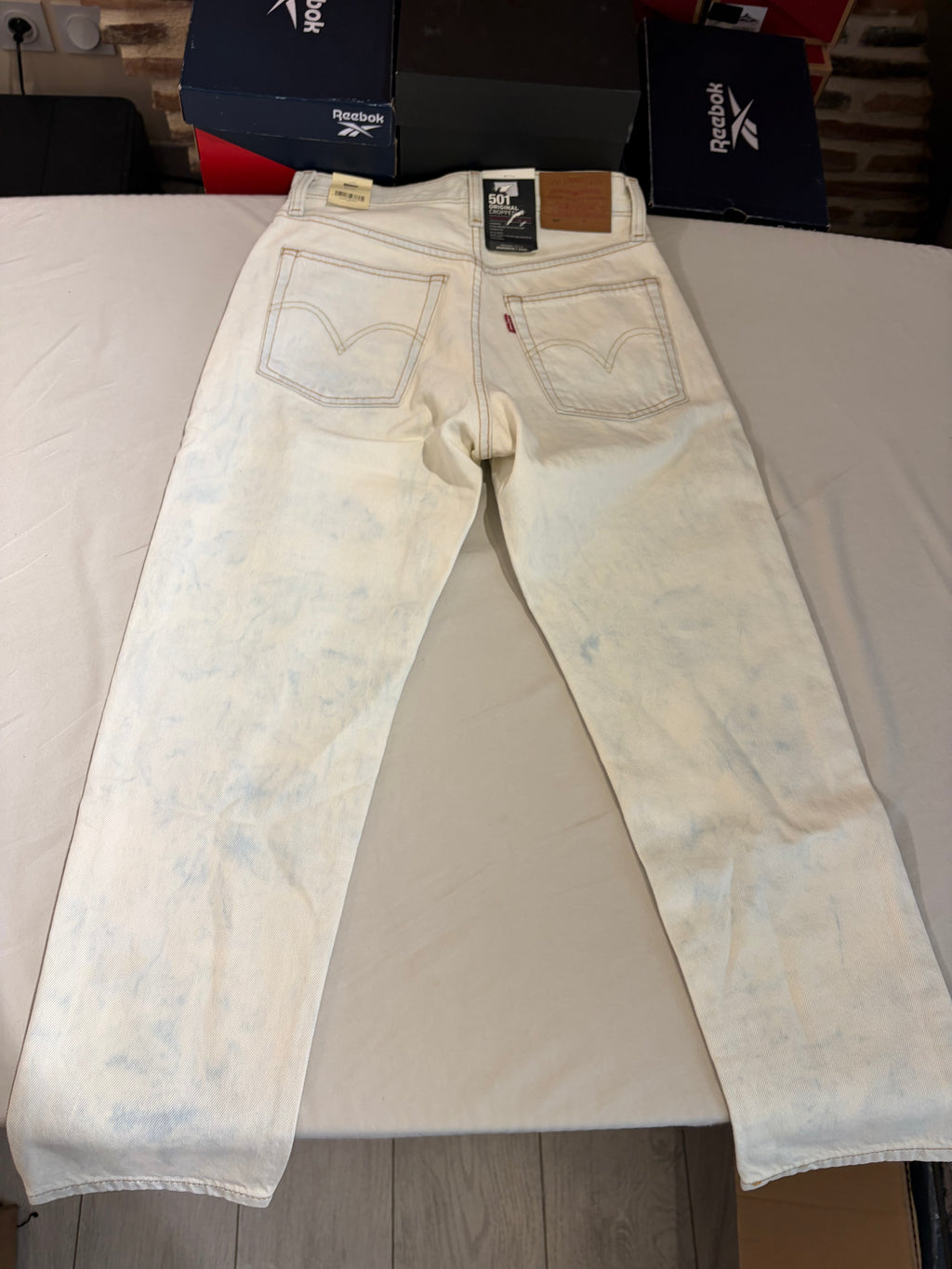 Jean Levi's 501 Original Cropped Femme Blanc Écru 25x26