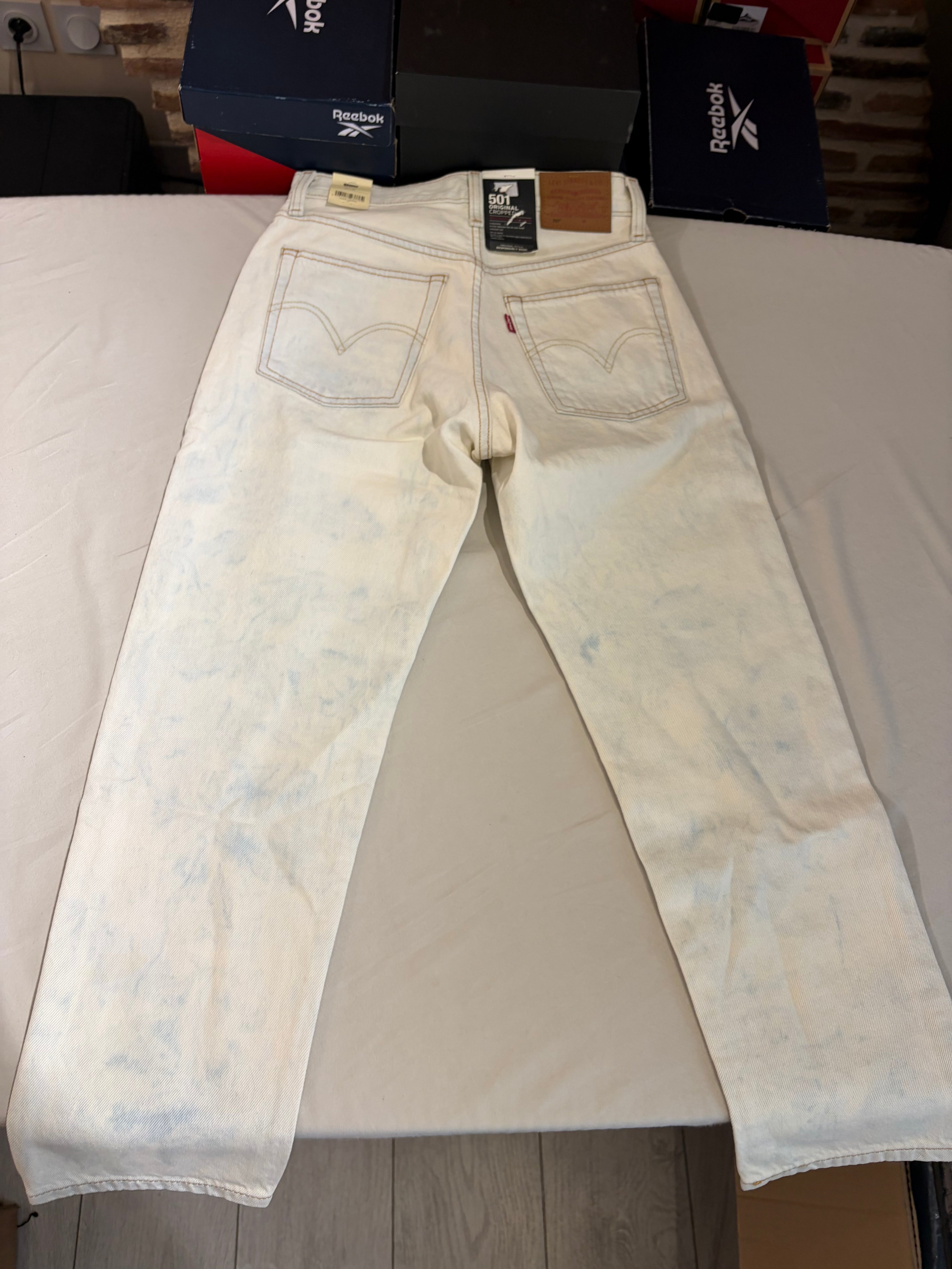 Jean Levi's 501 Original Cropped Femme Blanc Écru 25x26