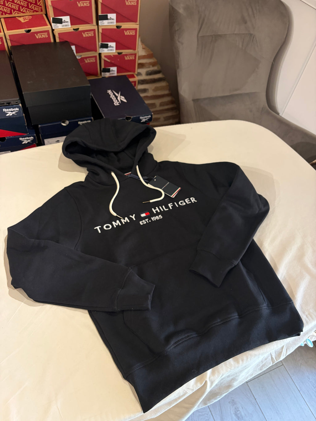 Sweat à capuche Tommy Hilfiger Logo Hoody Noir Homme Taille S