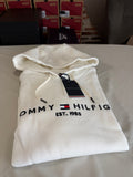 Sweat à capuche Tommy Hilfiger Homme Blanc Cassé  Taille L - Tommy Logo Hoody - Logo Brodé EST. 1985 - Neuf