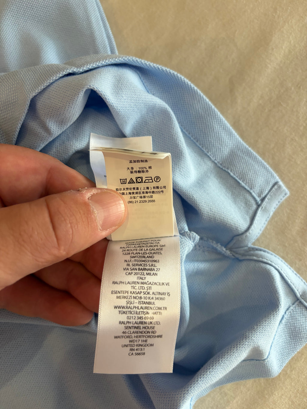 Polo Ralph Lauren Custom Slim Fit Bleu Ciel Logo Blanc Homme Taille M – Neuf avec étiquette