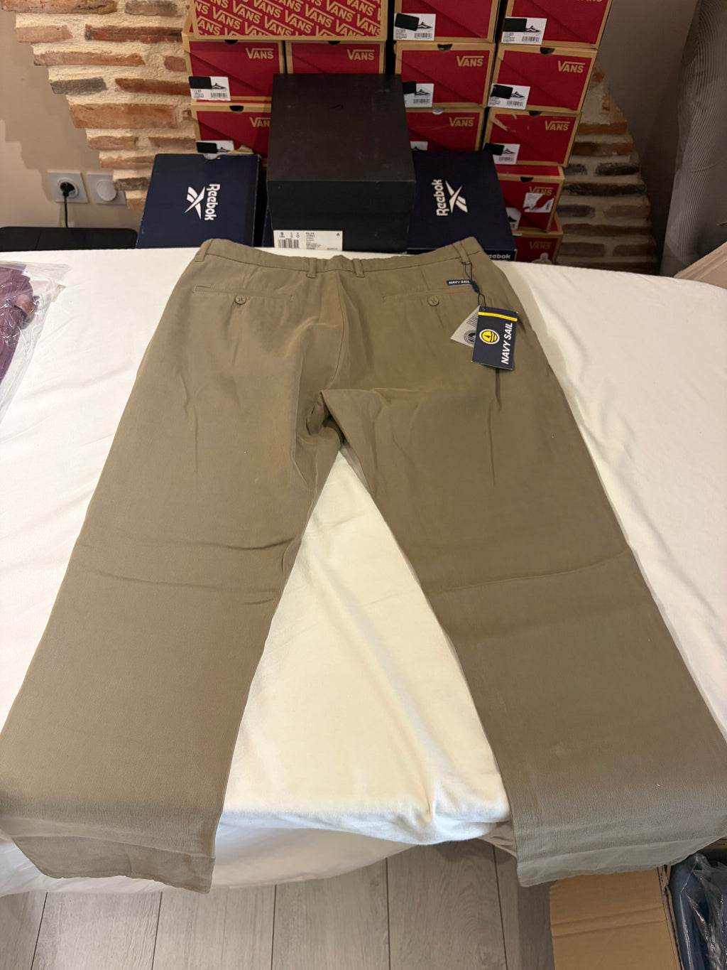 Pantalon Chino Navy Sail Beige Sable Homme W33 Neuf avec étiquette