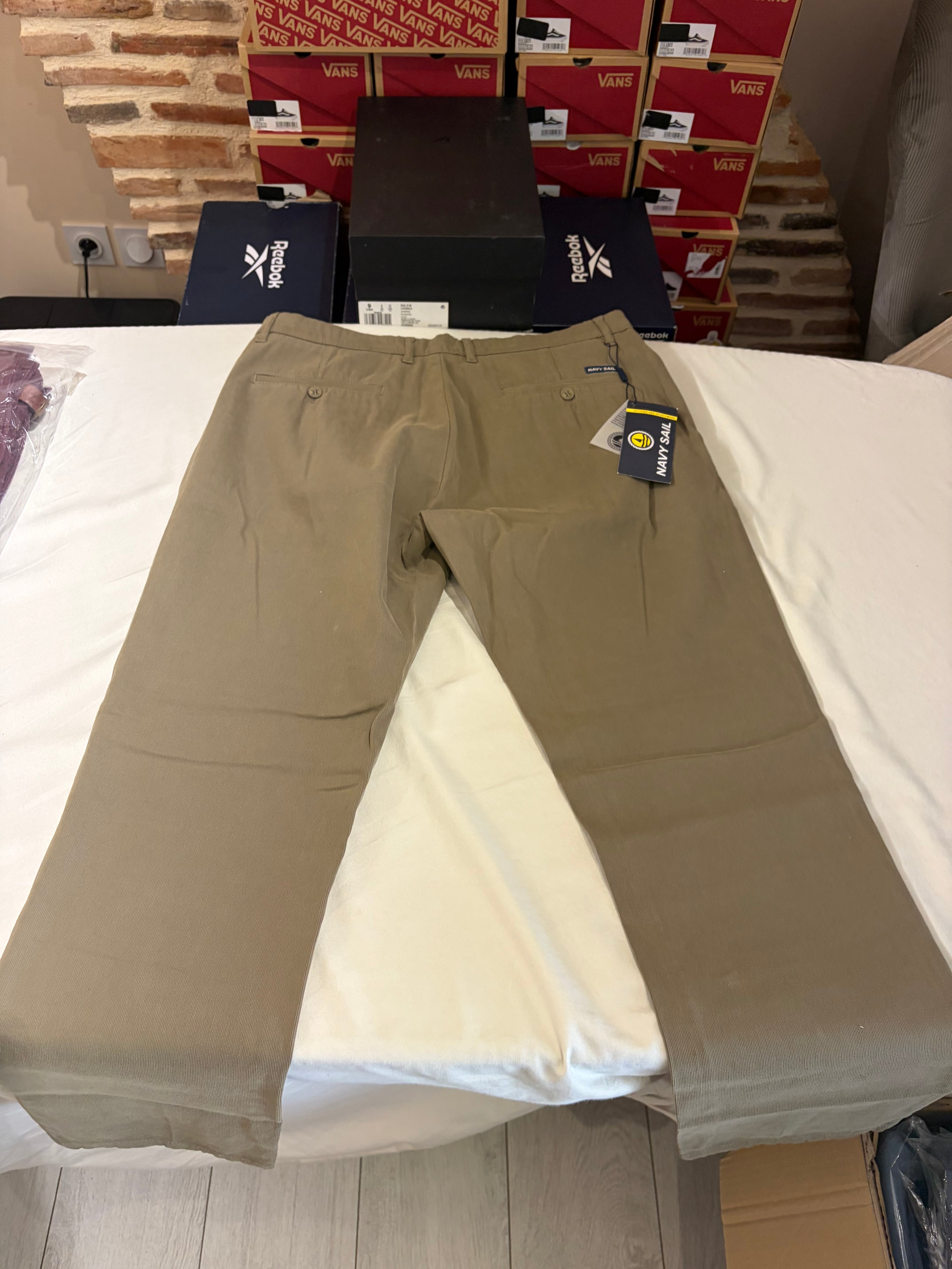 Pantalon Chino Navy Sail Beige Sable Homme W33 Neuf avec étiquette