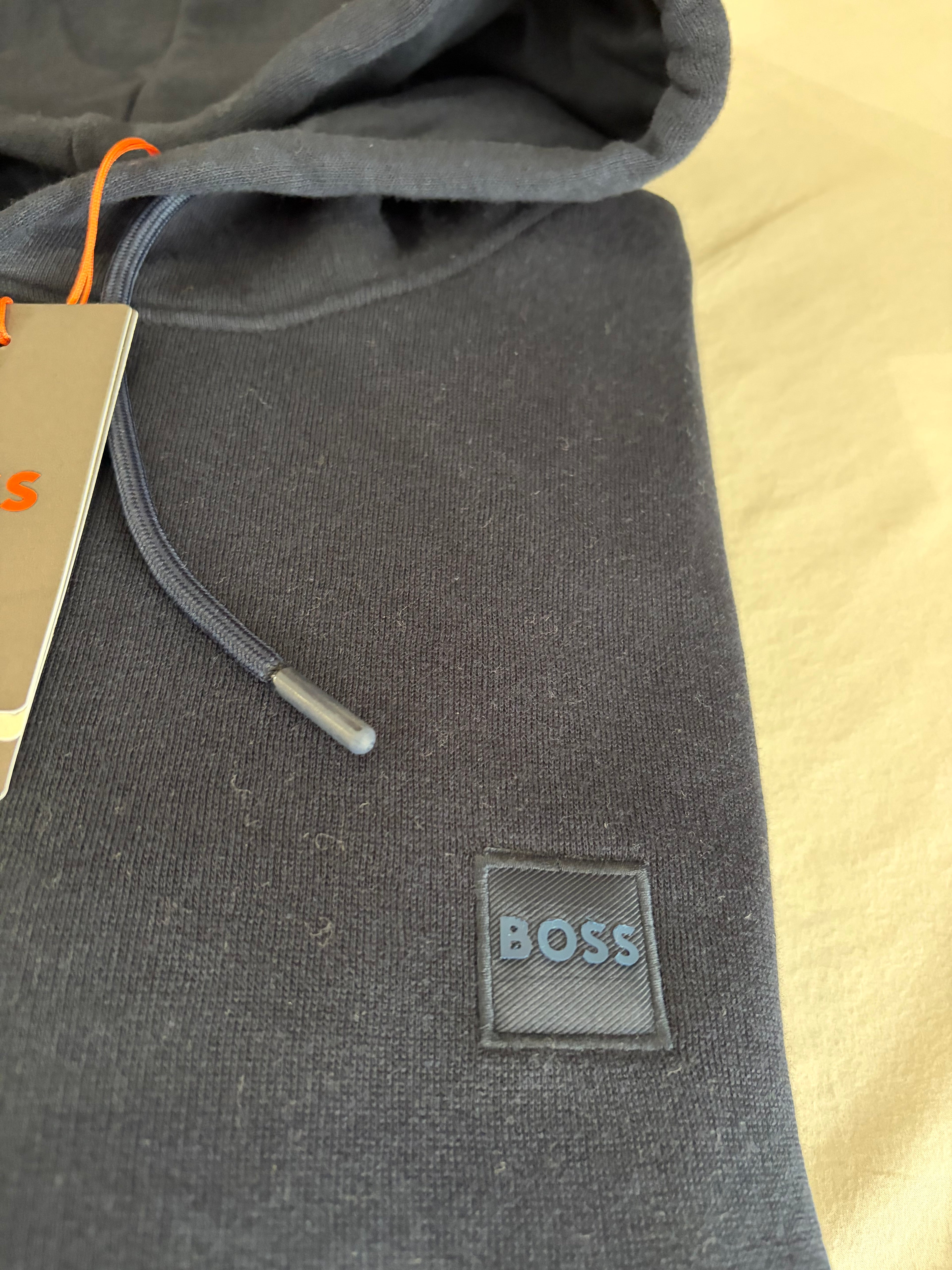 Sweat à capuche BOSS Homme Bleu Marine Taille XXL - Logo Patch - Neuf