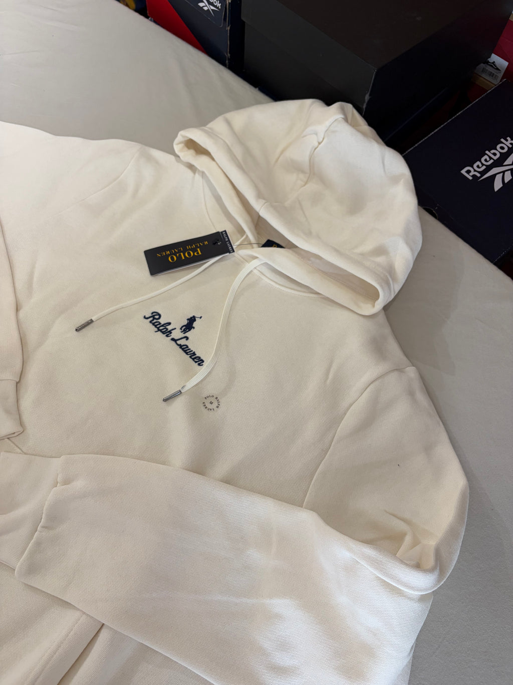 Sweat à capuche Polo Ralph Lauren Homme Blanc Cassé Taille M - Logo Brodé - Neuf