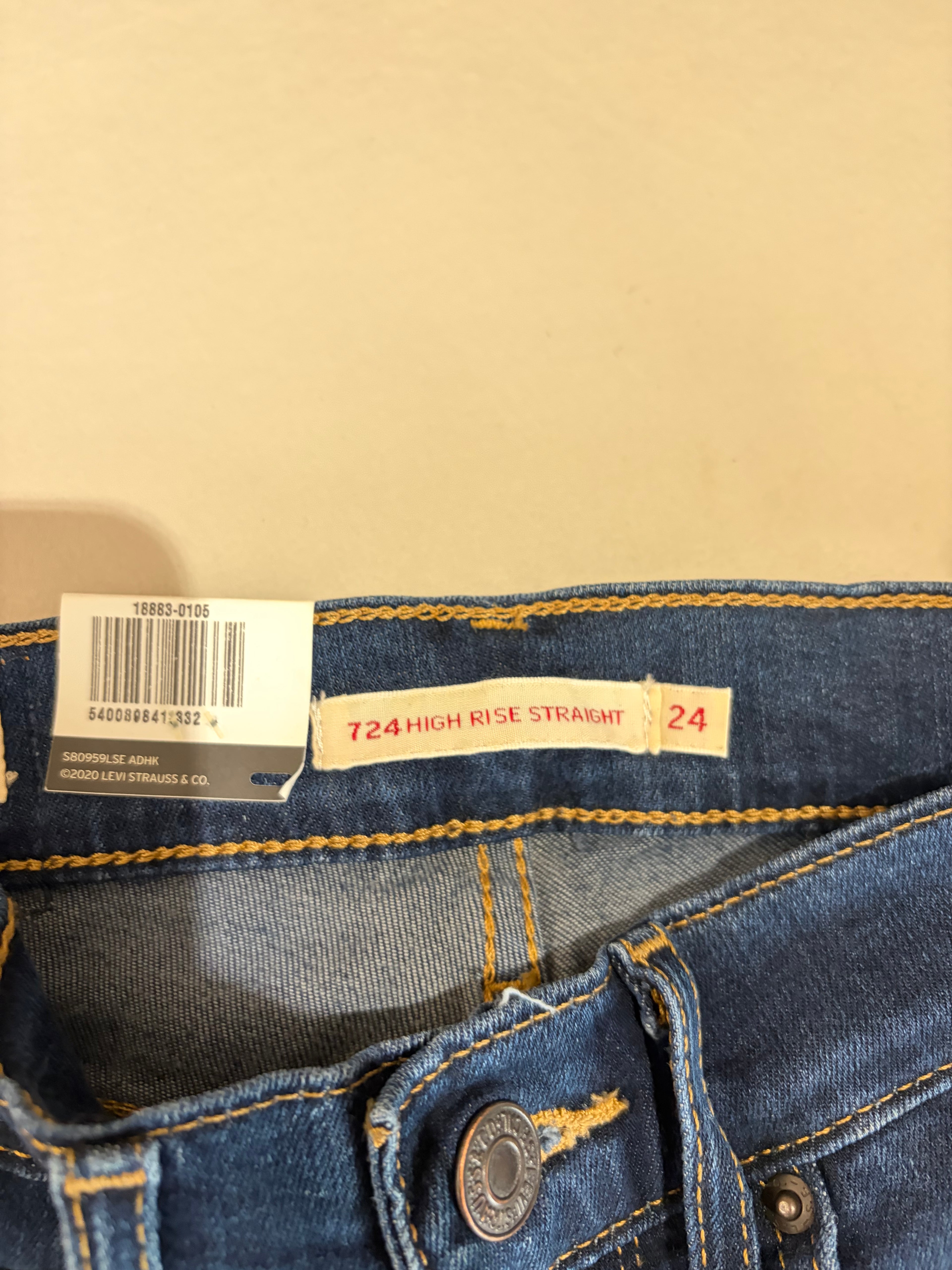 Levi's Premium 724 High-Rise Straight Femme Bleu Foncé 24x30 | Jean Taille Haute Neuf
