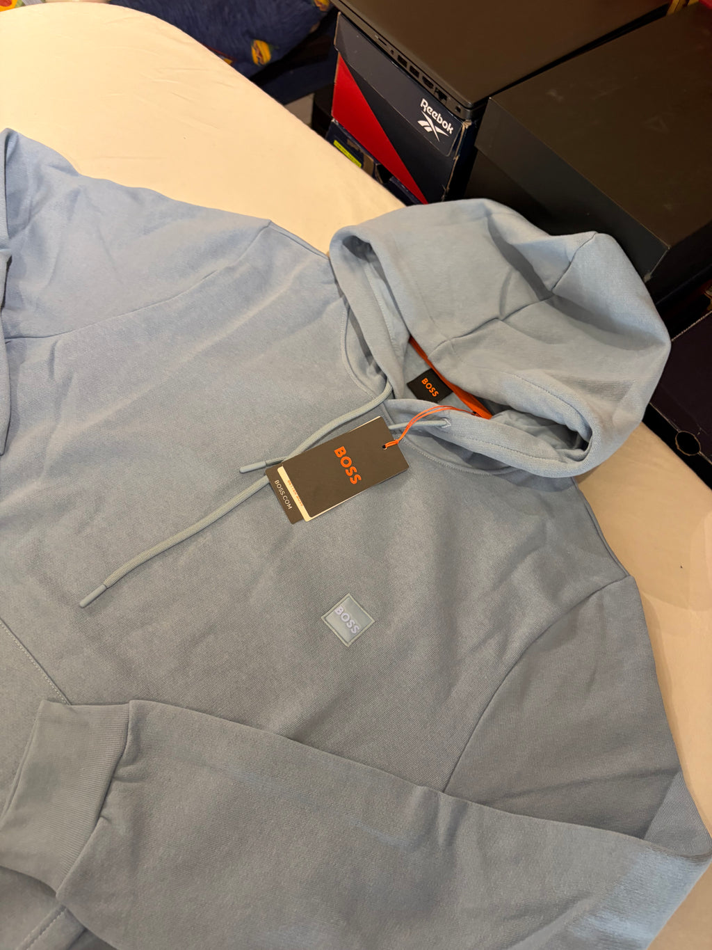 Sweat à capuche BOSS Wetalk Bleu Clair Homme XL - Logo ton sur ton - Neuf
