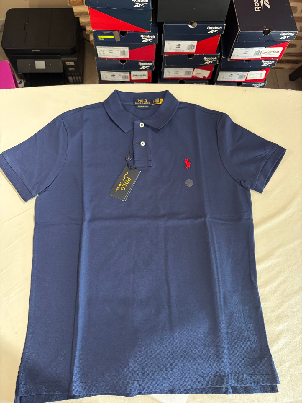 Polo Ralph Lauren Custom Slim Fit Bleu Marine Logo Rouge Homme Taille M – Neuf avec étiquette