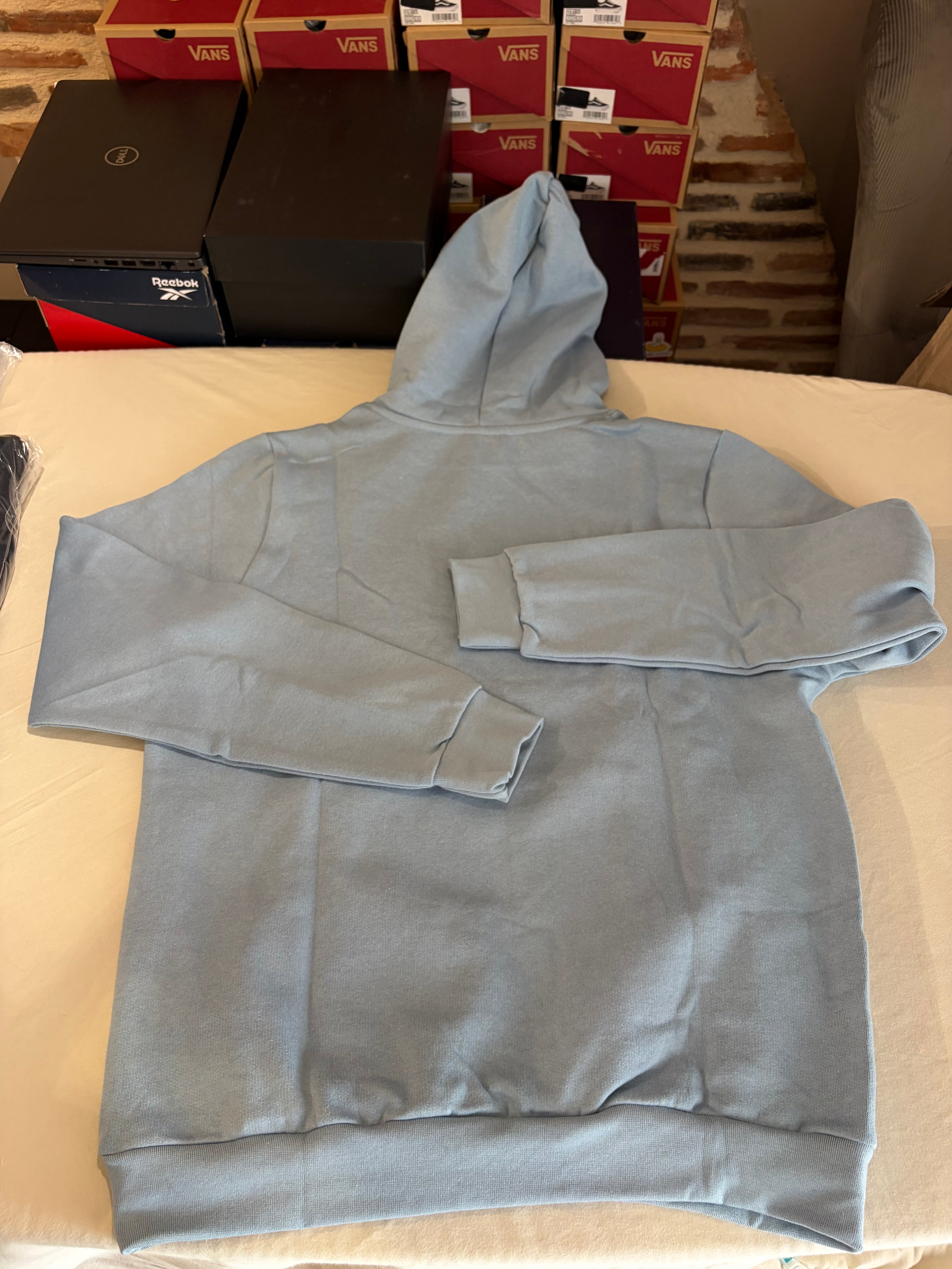 Sweat à capuche BOSS Homme Bleu Ciel Taille L - Logo Patch - Neuf