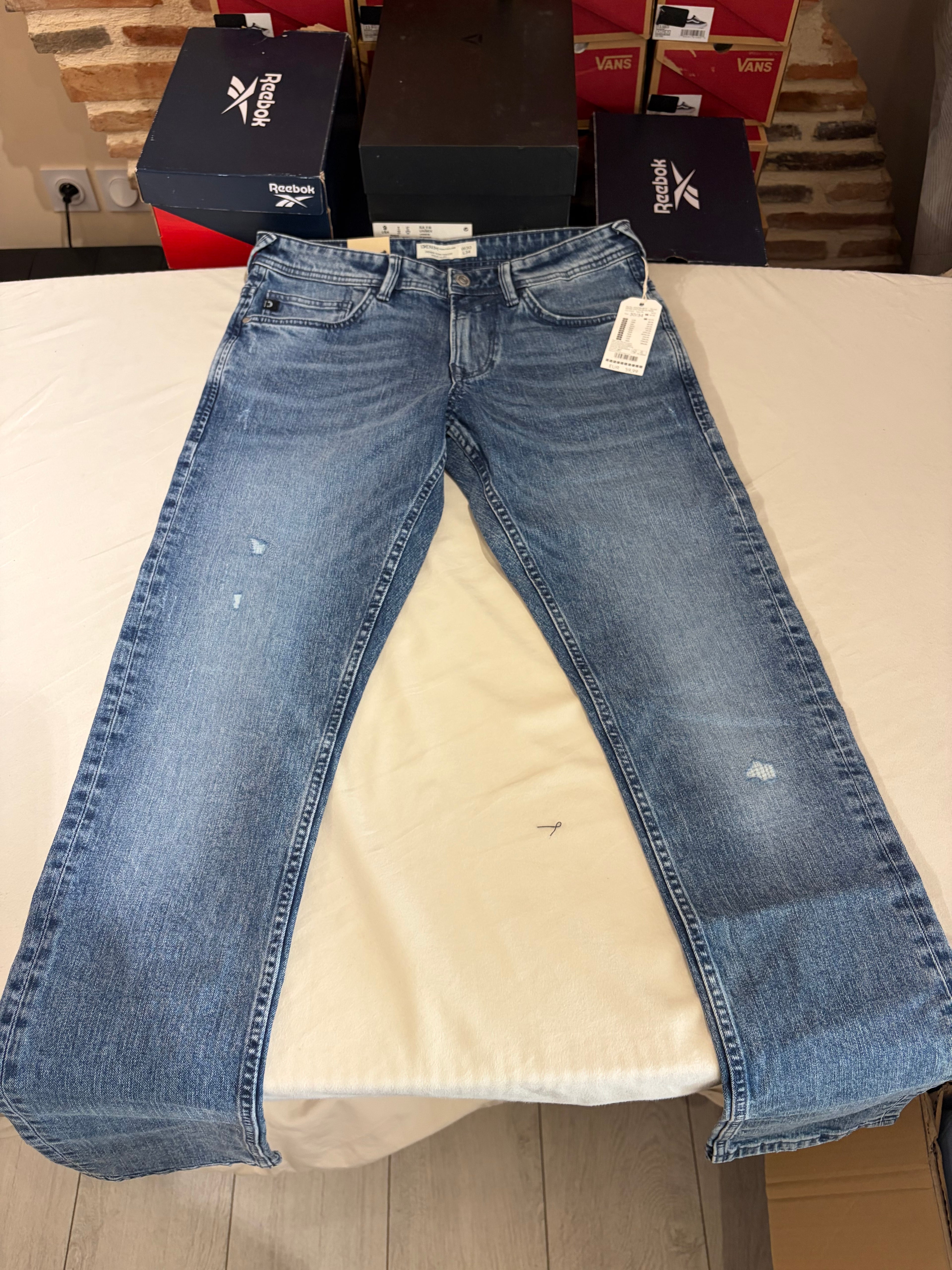 Tom Tailor Denim PIERS Jean Homme Slim Bleu Clair 30/34 Neuf avec Étiquettes
