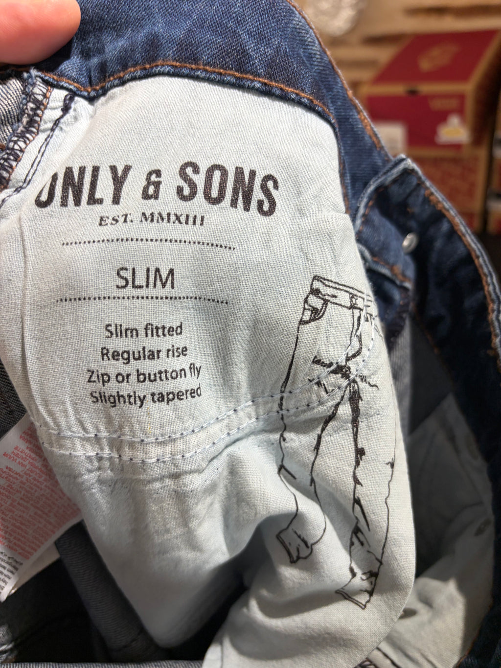 Only & Sons Jean Homme Slim Bleu Denim 28/32 Neuf avec Étiquettes