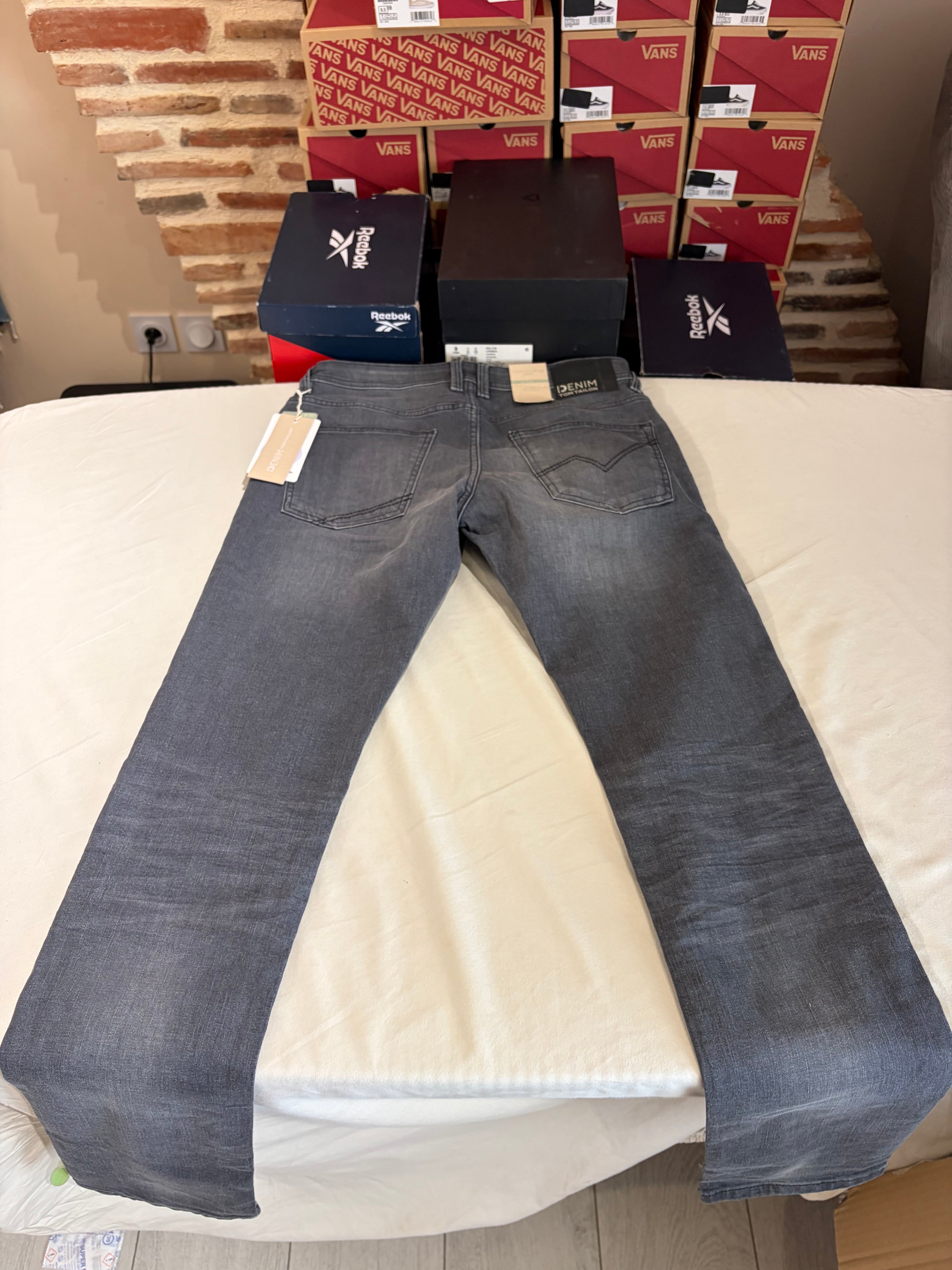 Jean Tom Tailor PIERS Slim Stretch Homme Gris 31/34 Neuf avec Étiquettes