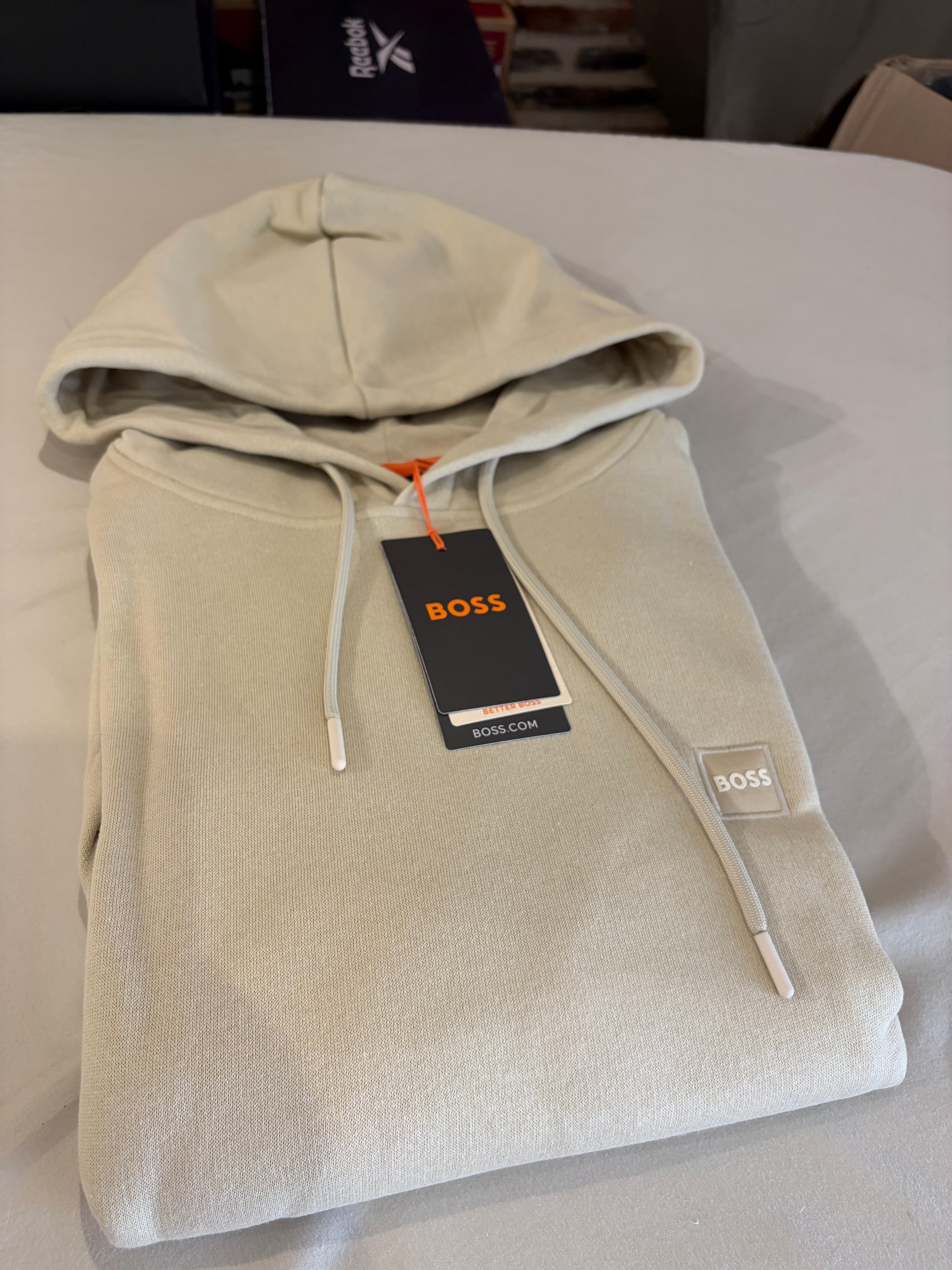 Sweat à capuche BOSS Wetalk Natural Homme L - Logo ton sur ton - Neuf
