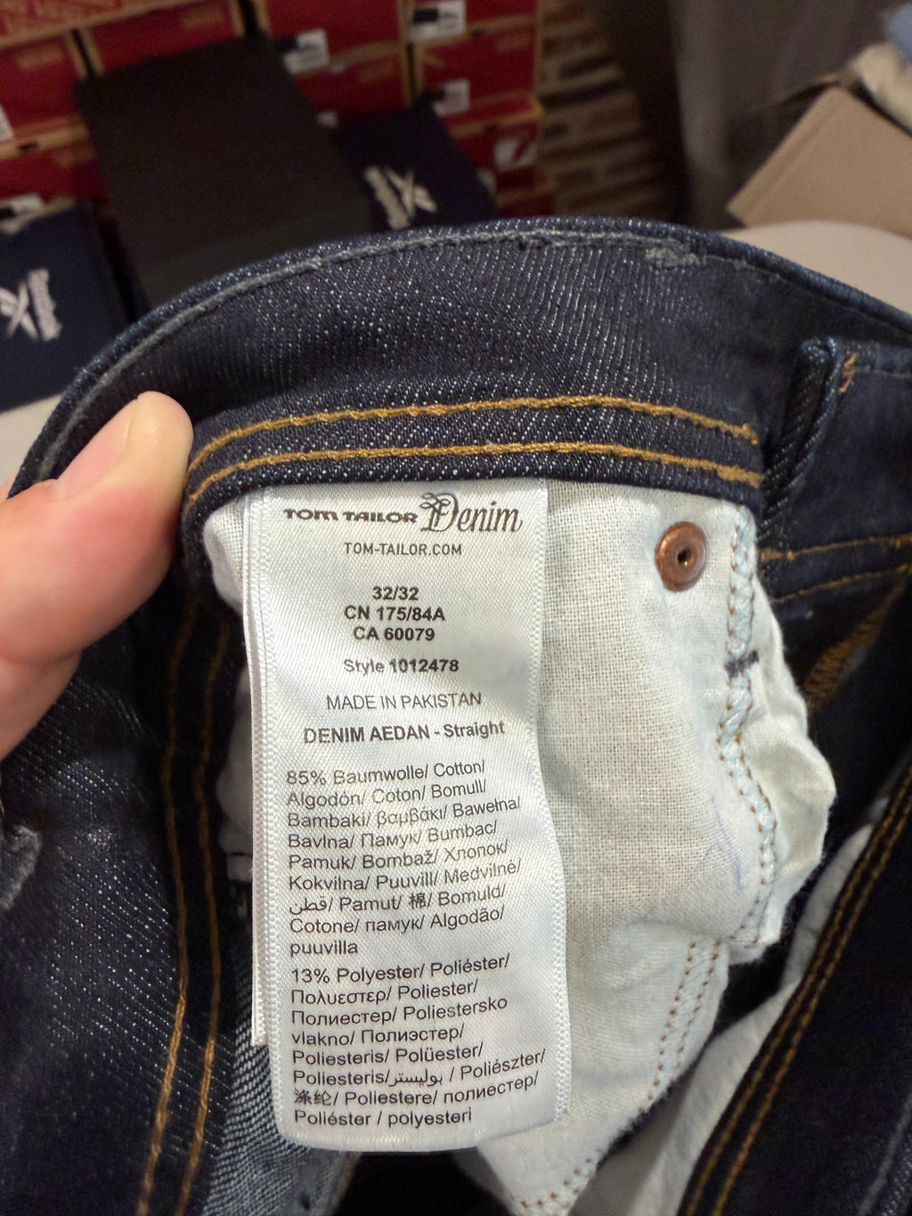 Jean Tom Tailor Denim Aedan Straight Homme Bleu Brut Foncé – Neuf avec étiquettes – Taille 32/32