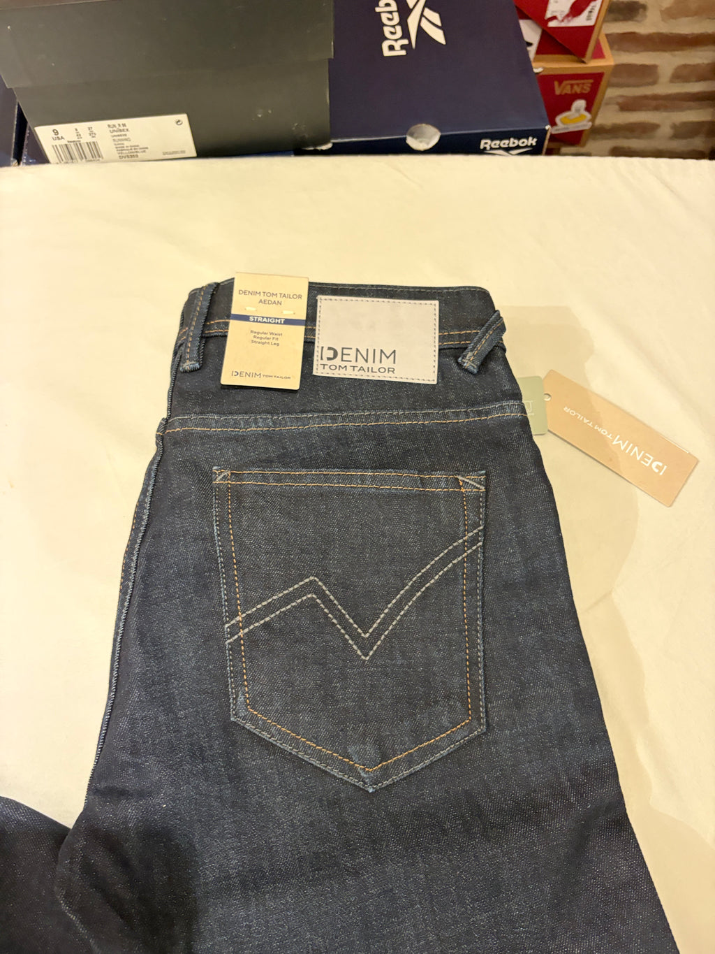 Jean Tom Tailor Denim Aedan Straight Homme Bleu Brut – Neuf avec étiquettes – Taille 30/32