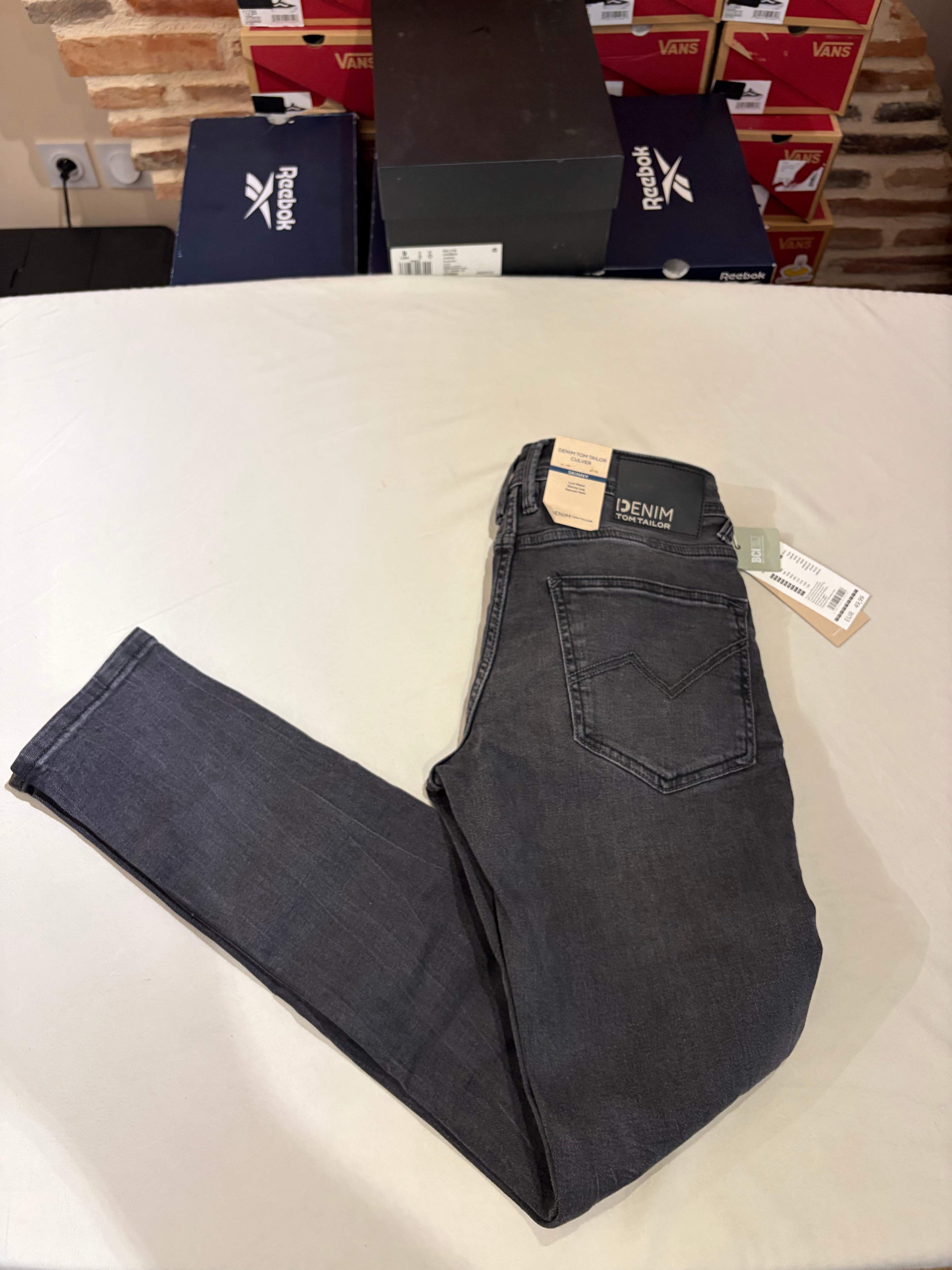Jean Tom Tailor Denim Culver Skinny Homme Gris Délavé – Neuf avec étiquettes – Taille 29/32