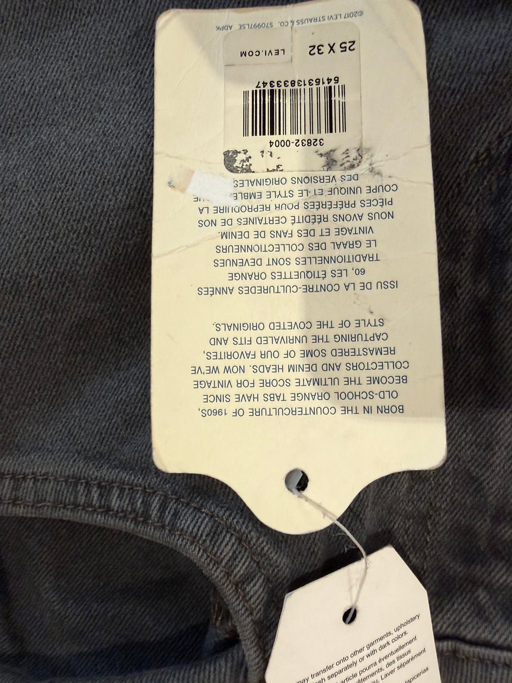 Jean Levi's® 721 Vintage High Rise Skinny Femme Gris Délavé – Taille 25 – Neuf