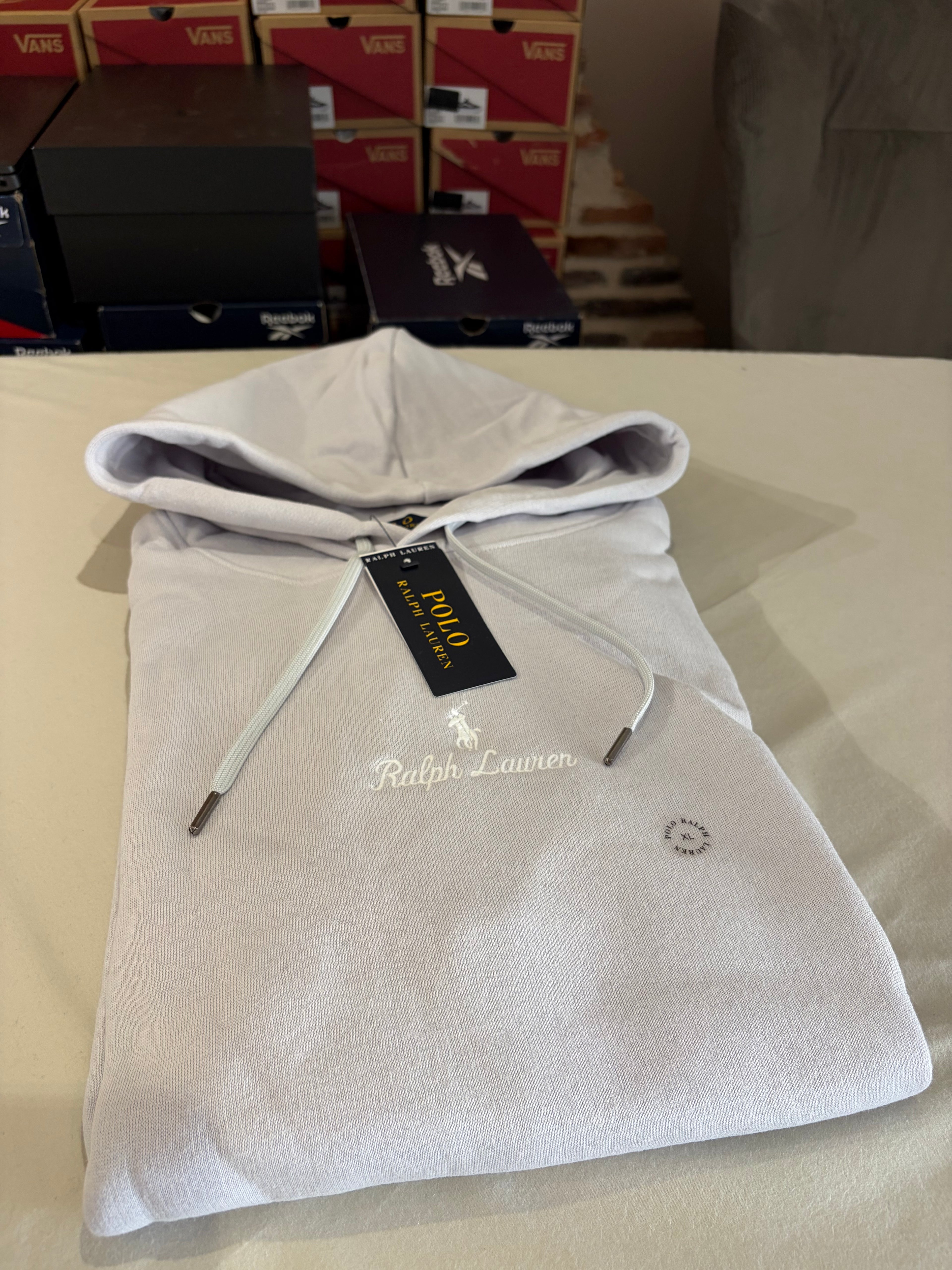 Sweat à capuche Polo Ralph Lauren Logo Double-Knit Gris Perle Homme Taille XL