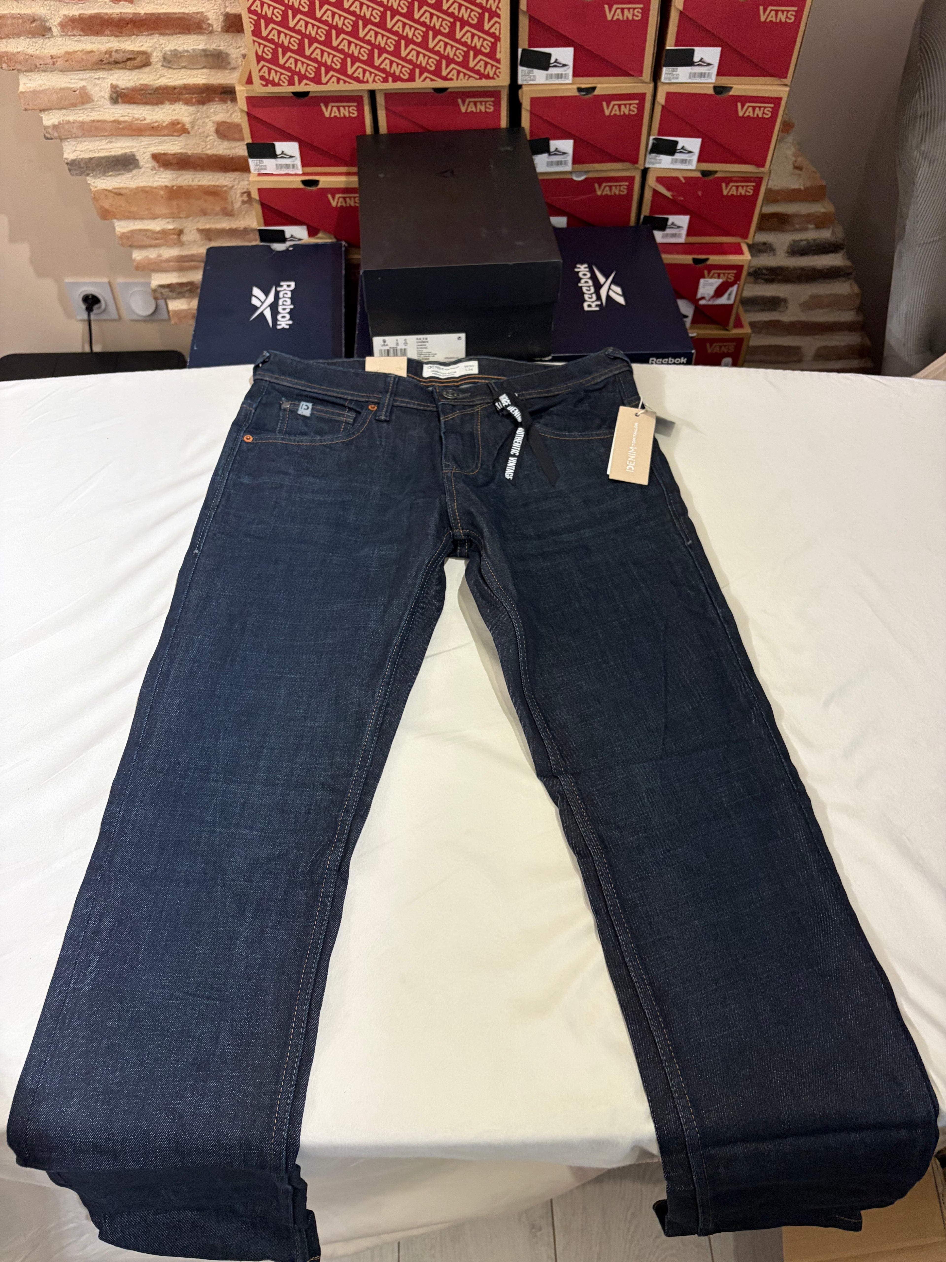 Jean Tom Tailor Denim Aedan Straight Homme Bleu Brut Foncé – Neuf avec étiquettes – Taille 30/34