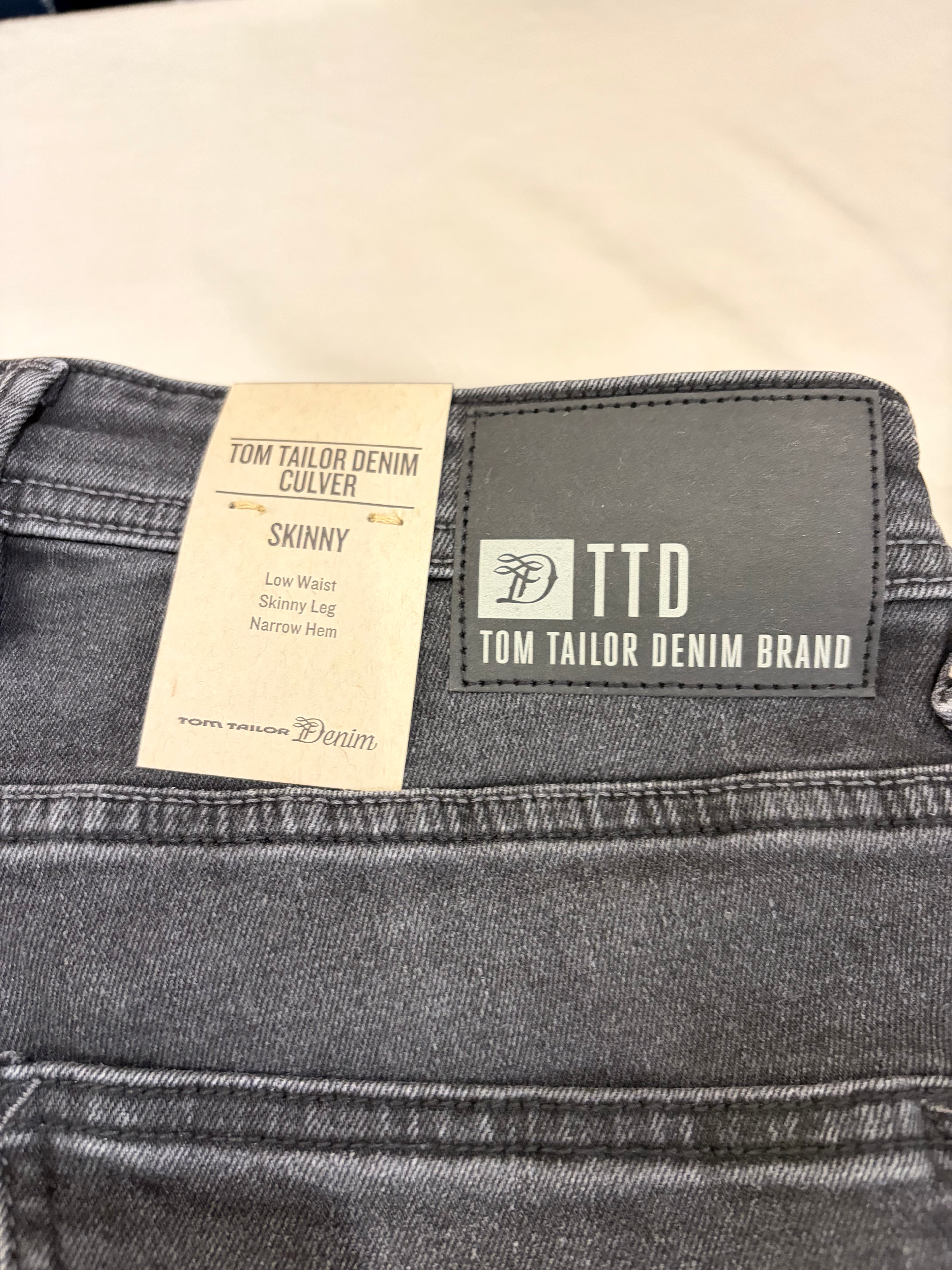 Tom Tailor Denim CULVER Jean Homme Skinny Gris Délavé 30/34 Neuf avec Étiquettes