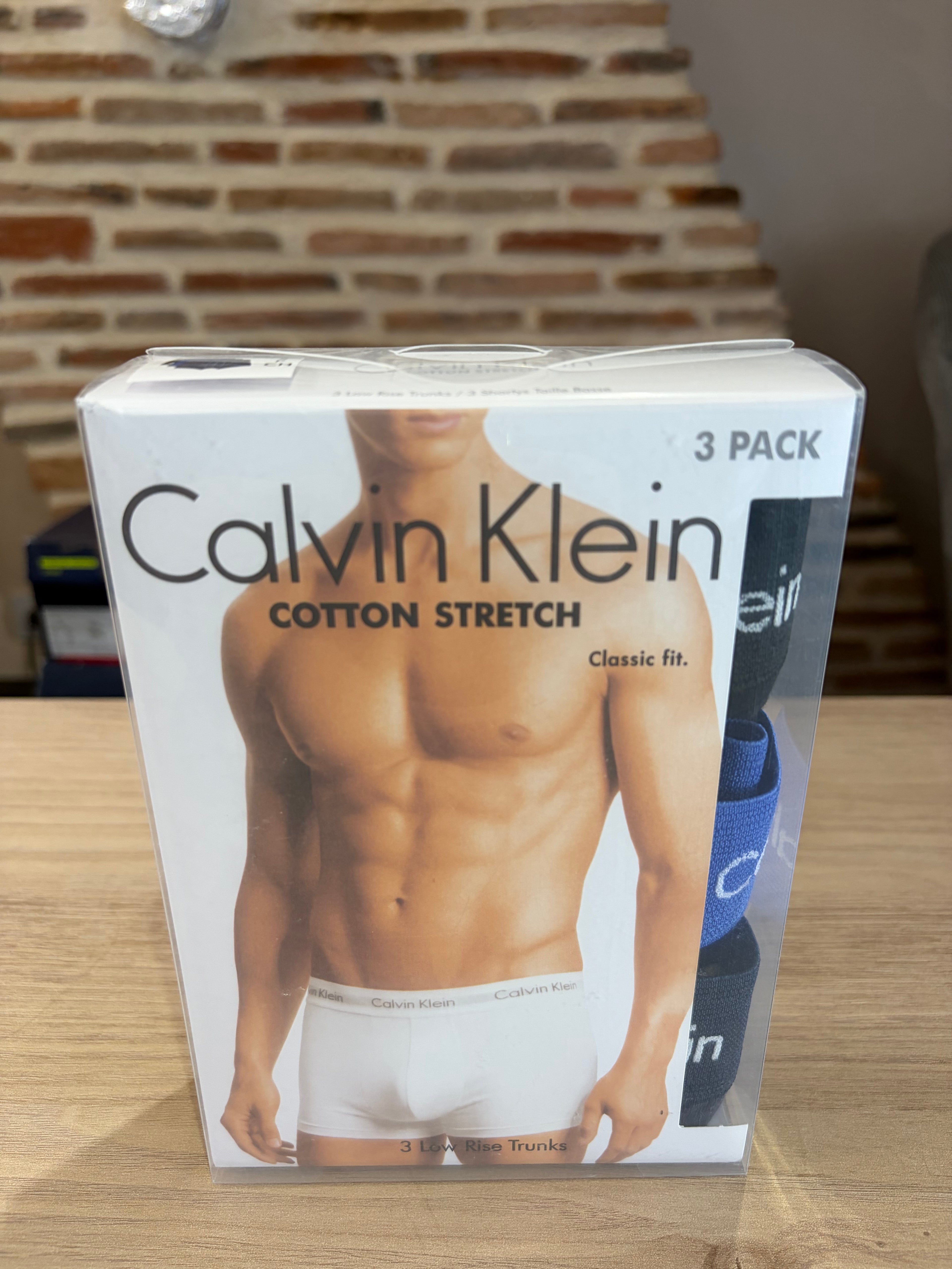 Calvin Klein Cotton Stretch 3 Pack Boxers Homme Noir Bleu Taille S Neuf