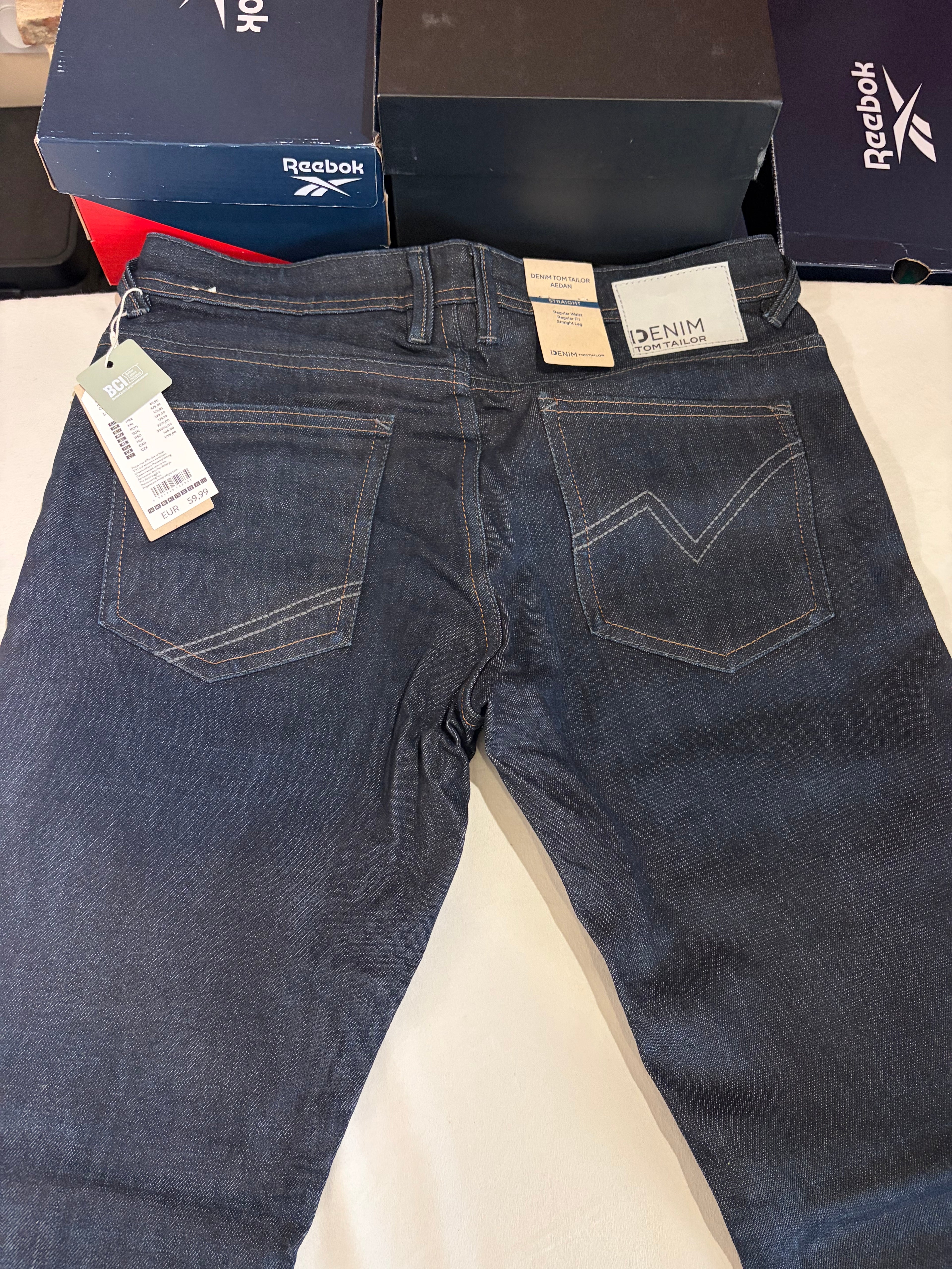 Jean Tom Tailor AEDAN Straight Homme Bleu Denim Brut 30/32 Neuf avec Étiquettes