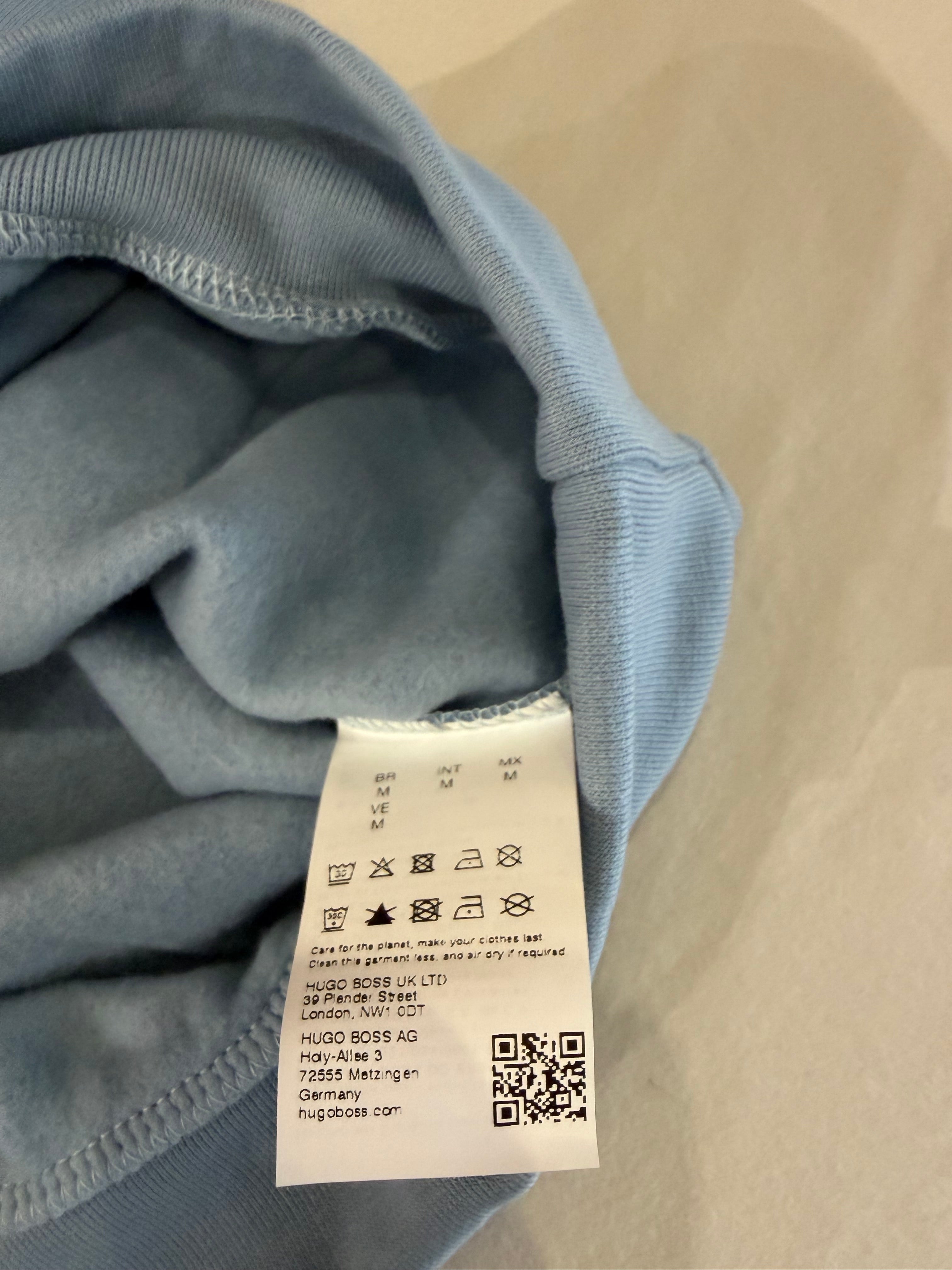 BOSS – Sweat à Capuche Homme Bleu Ciel Logo Patch – Taille M