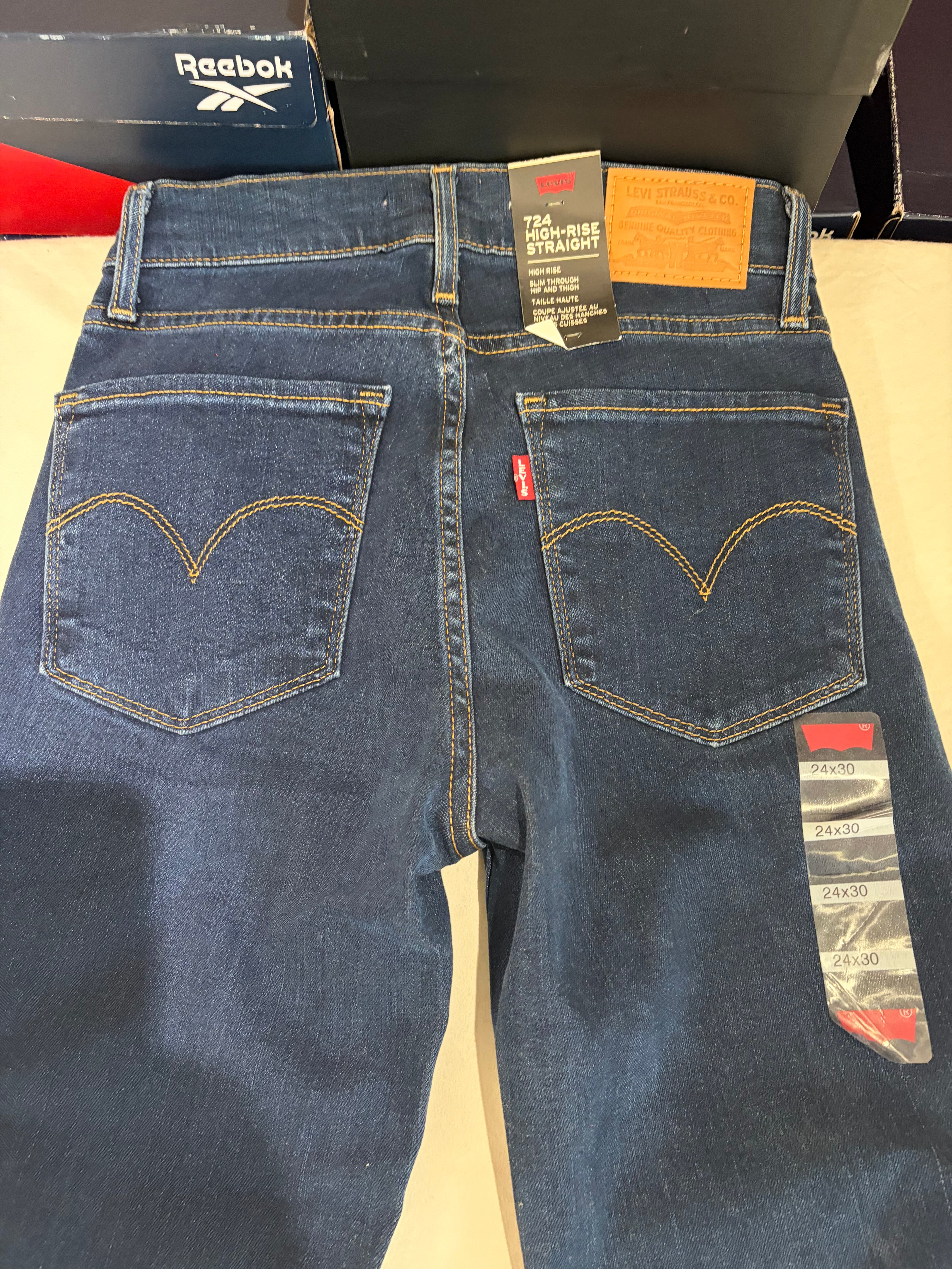 Levi's Premium 724 High-Rise Straight Femme Bleu Foncé 24x30 | Jean Taille Haute Neuf