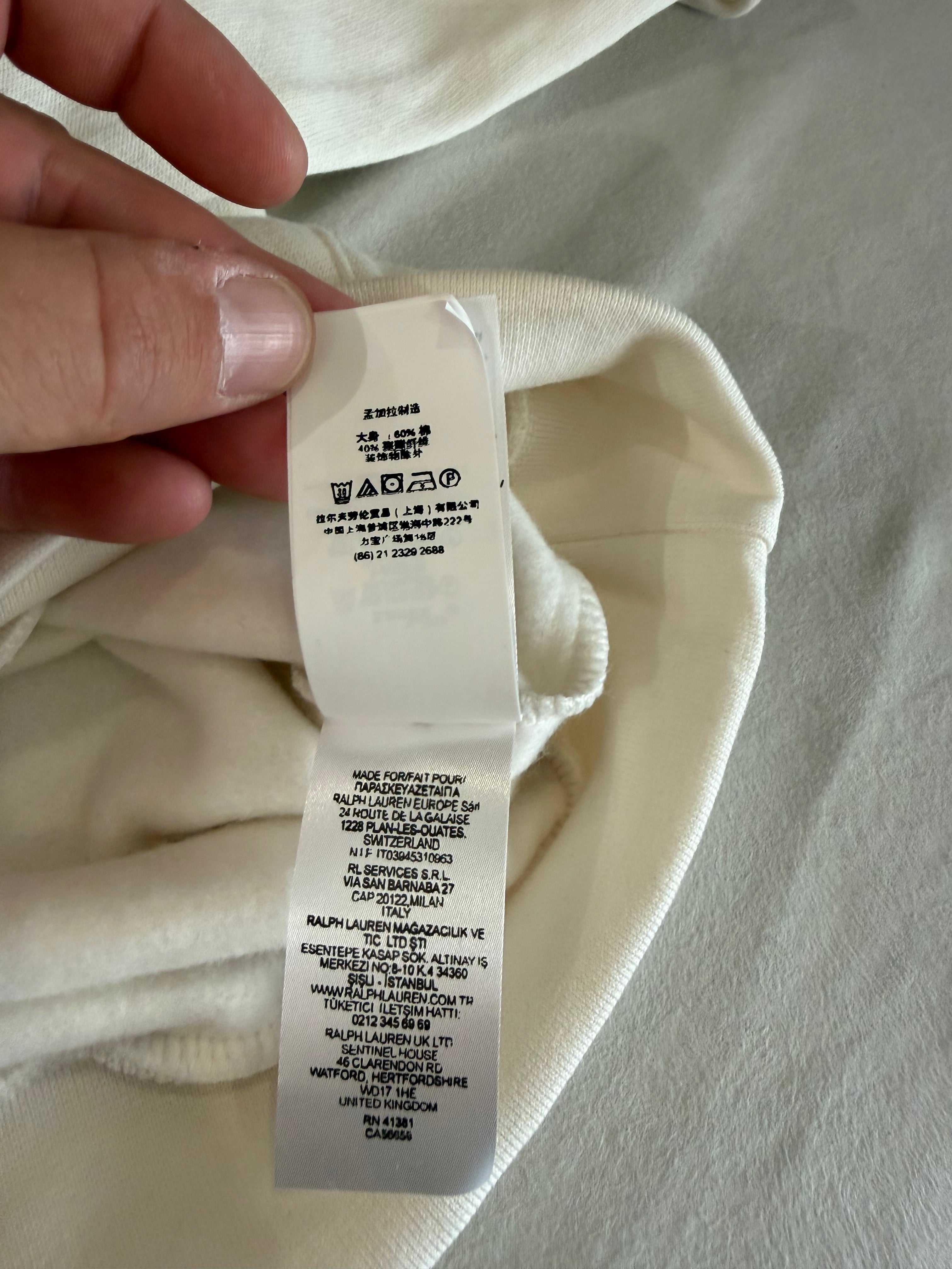 Polo Ralph Lauren Sweat à capuche homme blanc cassé logo brodé – Taille L – Neuf avec étiquette
