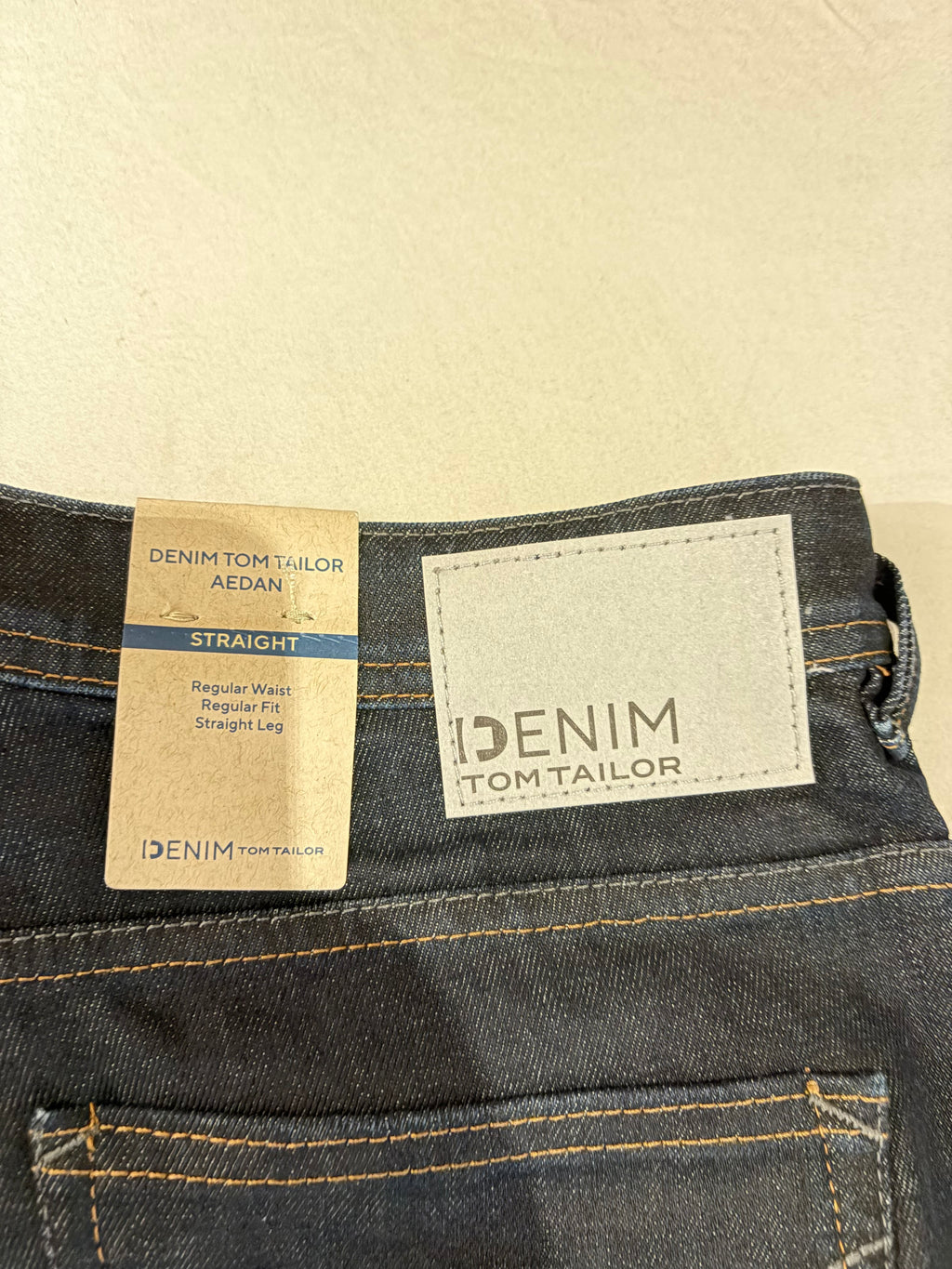 Jean Tom Tailor Denim Aedan Straight Homme Bleu Brut Foncé – Neuf avec étiquettes – Taille 31/34