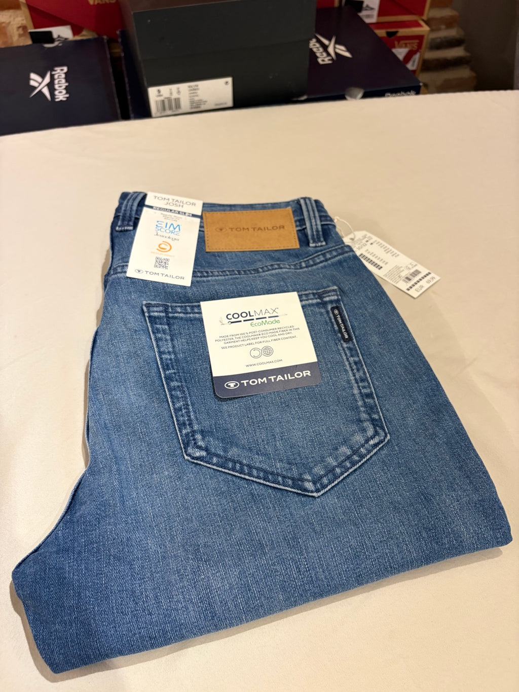 Jean Tom Tailor Josh Regular Slim Coolmax EcoMade Homme Bleu – Neuf avec étiquettes – Taille 30/32