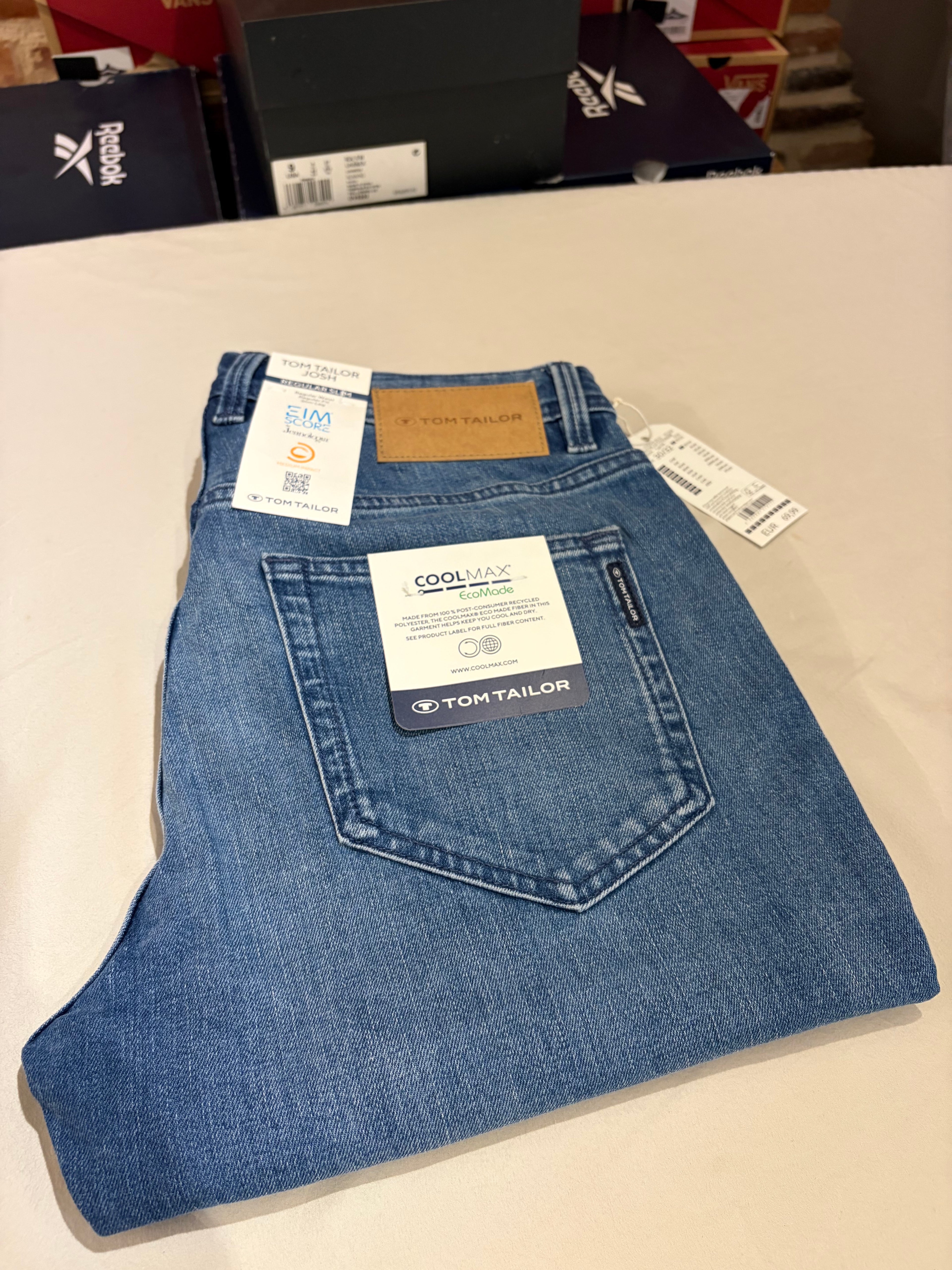 Jean Tom Tailor Josh Regular Slim Coolmax EcoMade Homme Bleu – Neuf avec étiquettes – Taille 30/32
