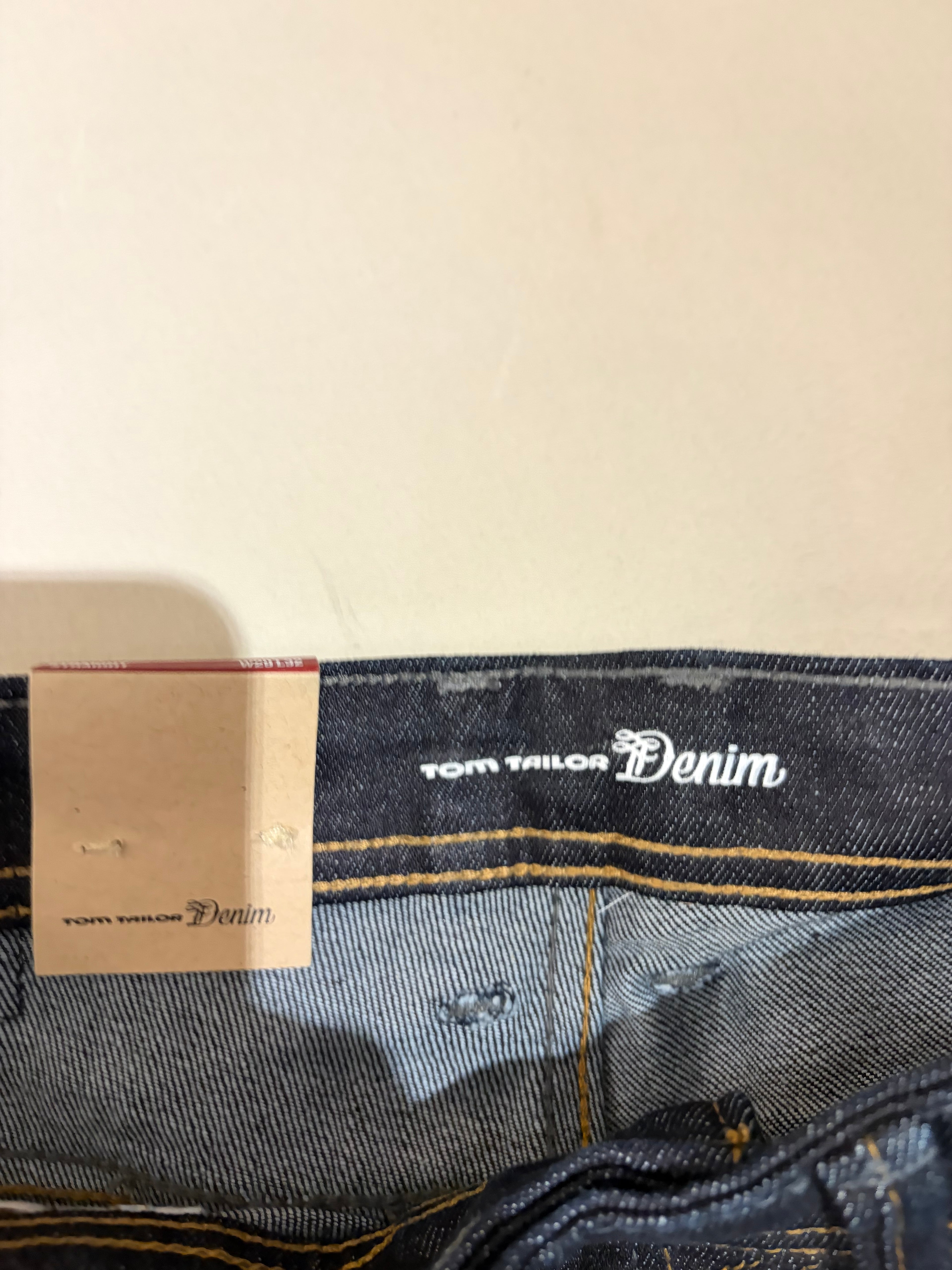 Jean Tom Tailor Denim Aedan Straight Homme Bleu Brut Foncé – Neuf avec étiquettes – Taille 29/32