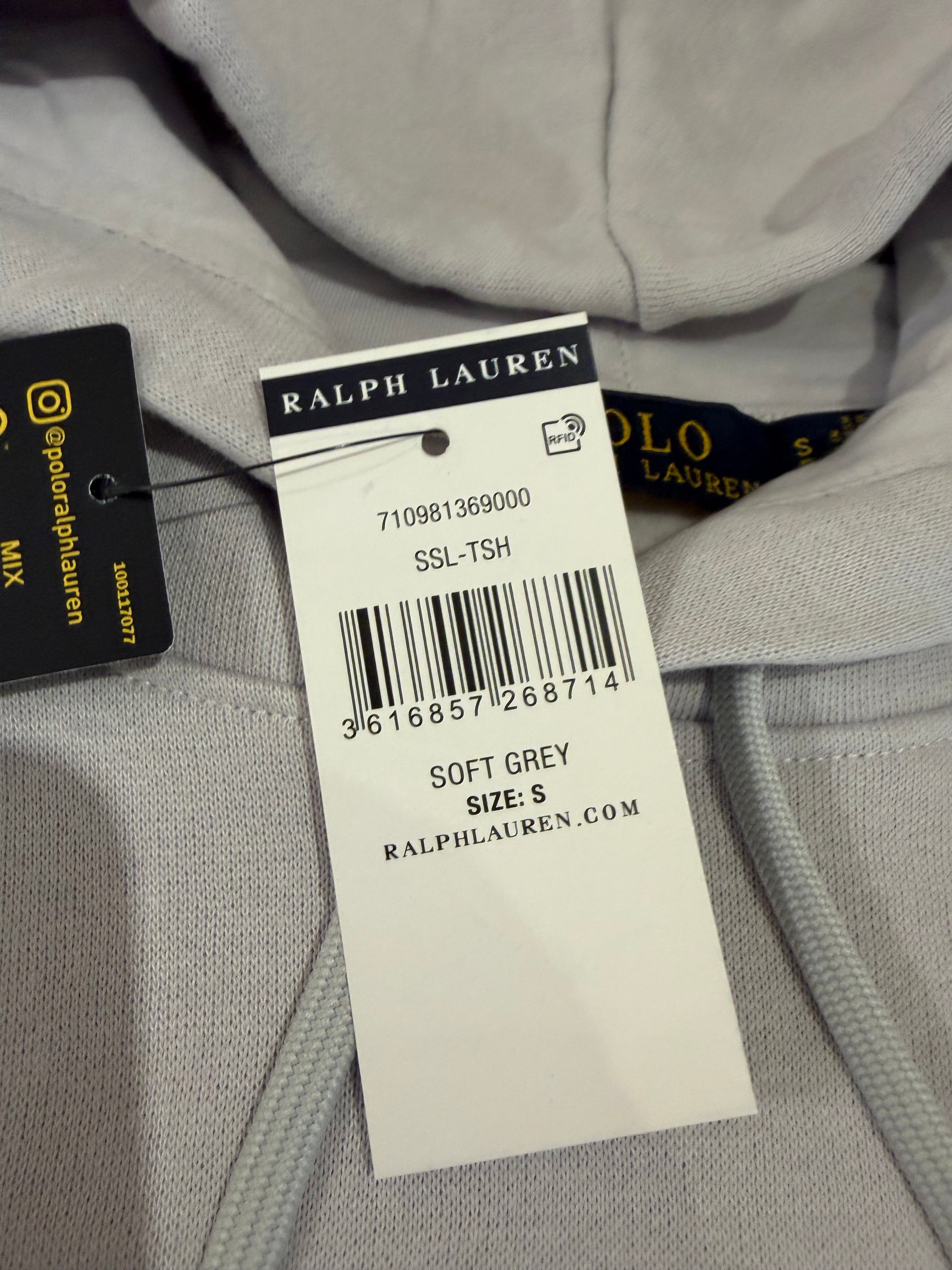 Polo Ralph Lauren – Sweat à Capuche Homme Gris Perle Soft Grey Brodé – Taille S