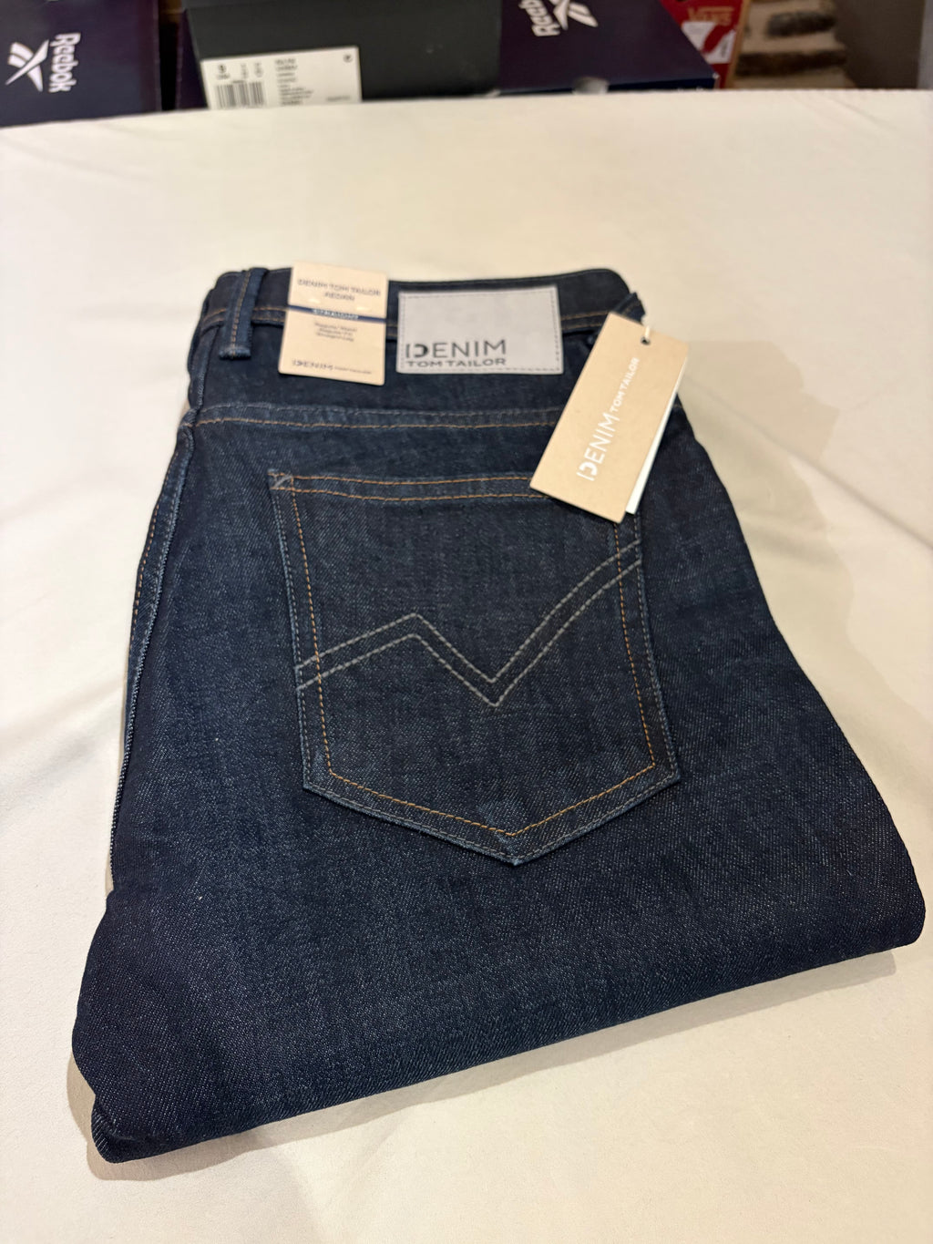 Jean Tom Tailor Denim Aedan Straight Homme Bleu Brut – Neuf avec étiquettes – Taille 30/32