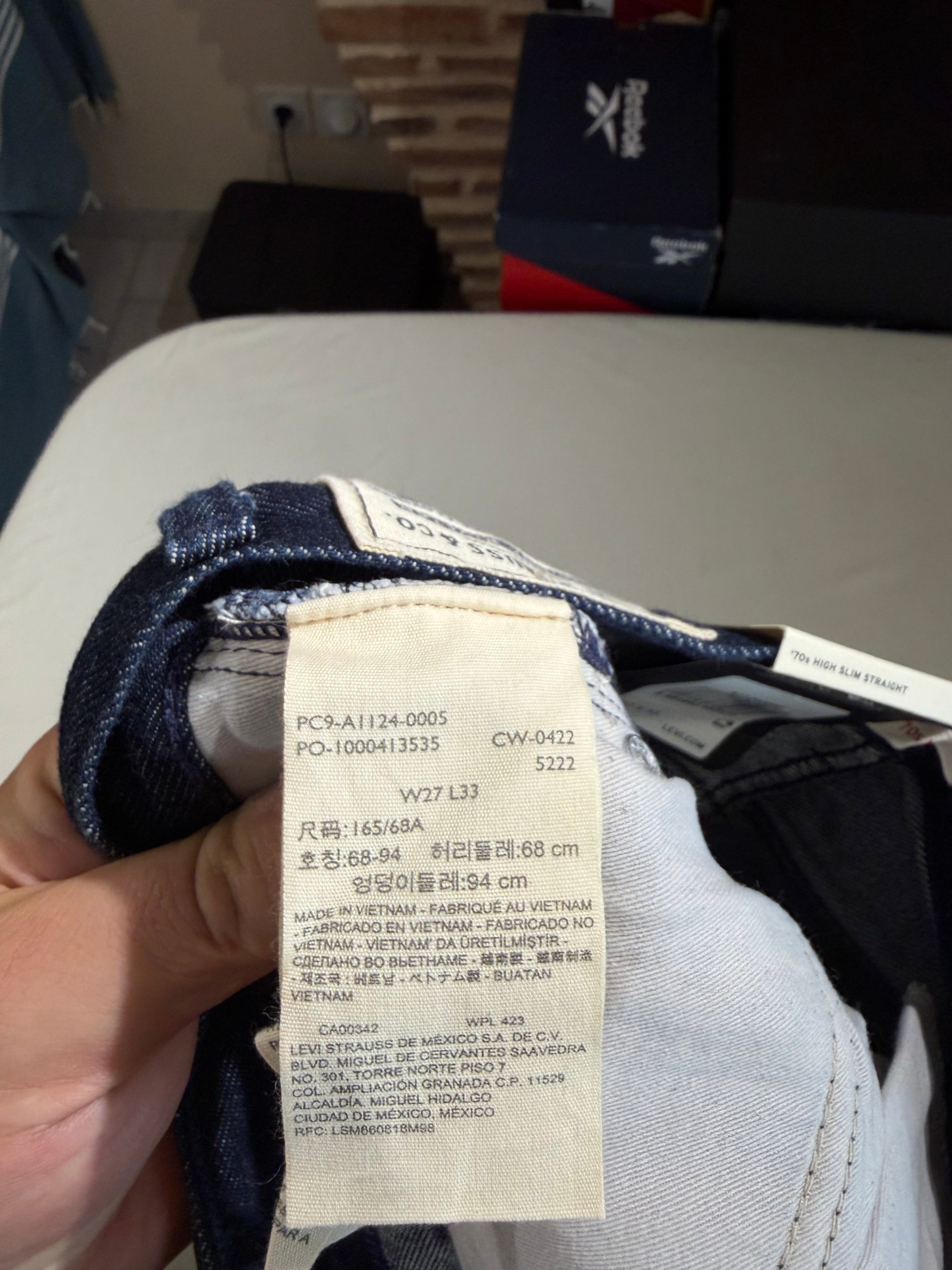 Jean Levi's® 70s High Slim Straight Femme Bleu Brut – Taille W27 L32 – Neuf avec Étiquette