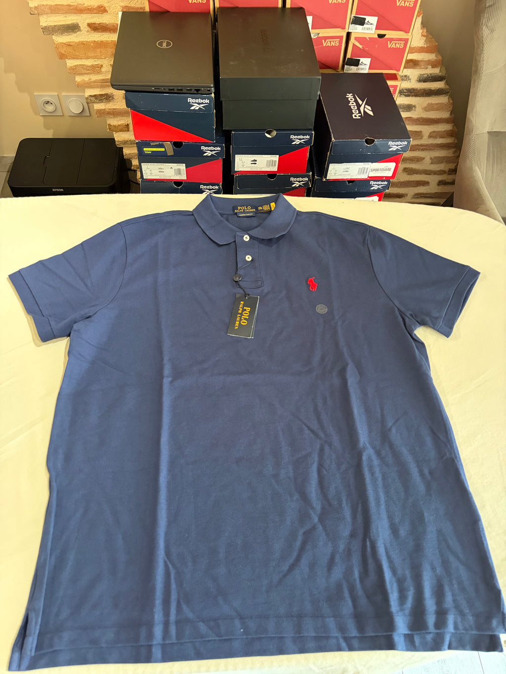 Polo Ralph Lauren Custom Slim Fit Bleu Marine Logo Rouge Homme Taille XXL – Neuf avec étiquette