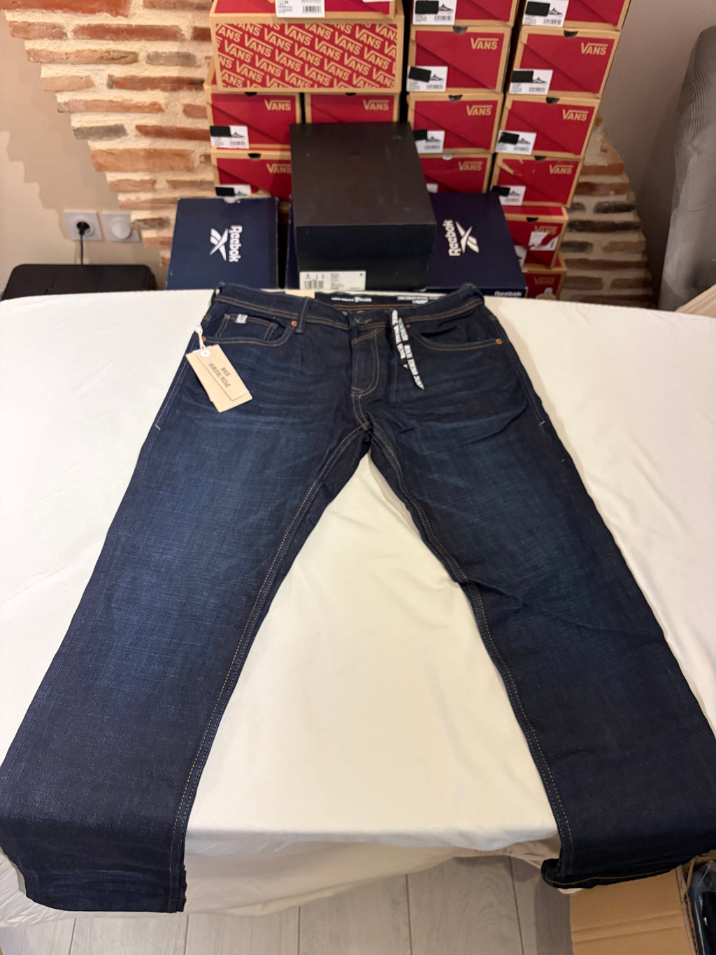 Jean Tom Tailor Denim Aedan Straight Homme Bleu Brut Foncé – Neuf avec étiquettes – Taille 32/34