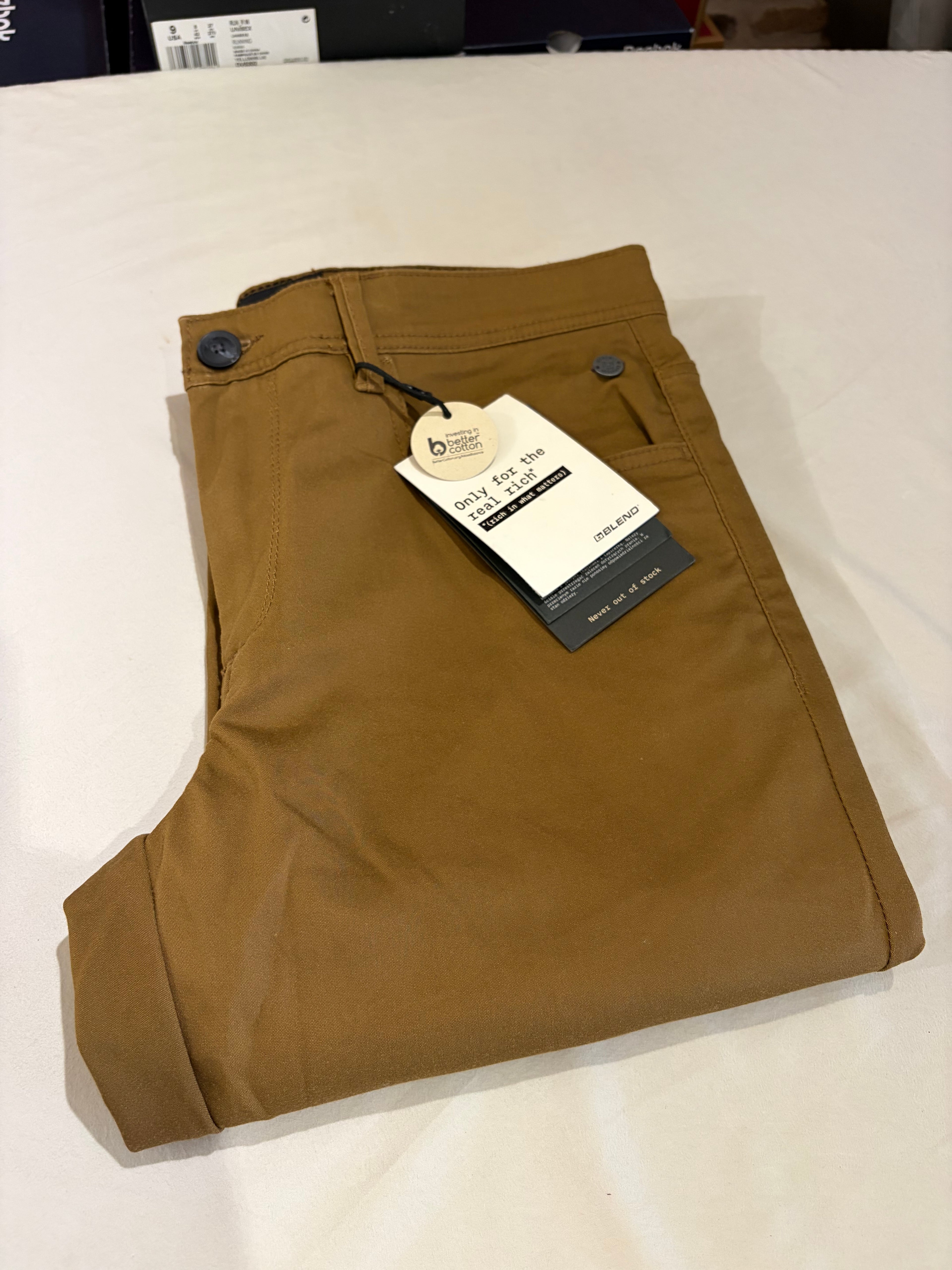 Pantalon Chino Blend Marron Coffee Liqueur Homme 33/32 Neuf avec Étiquette