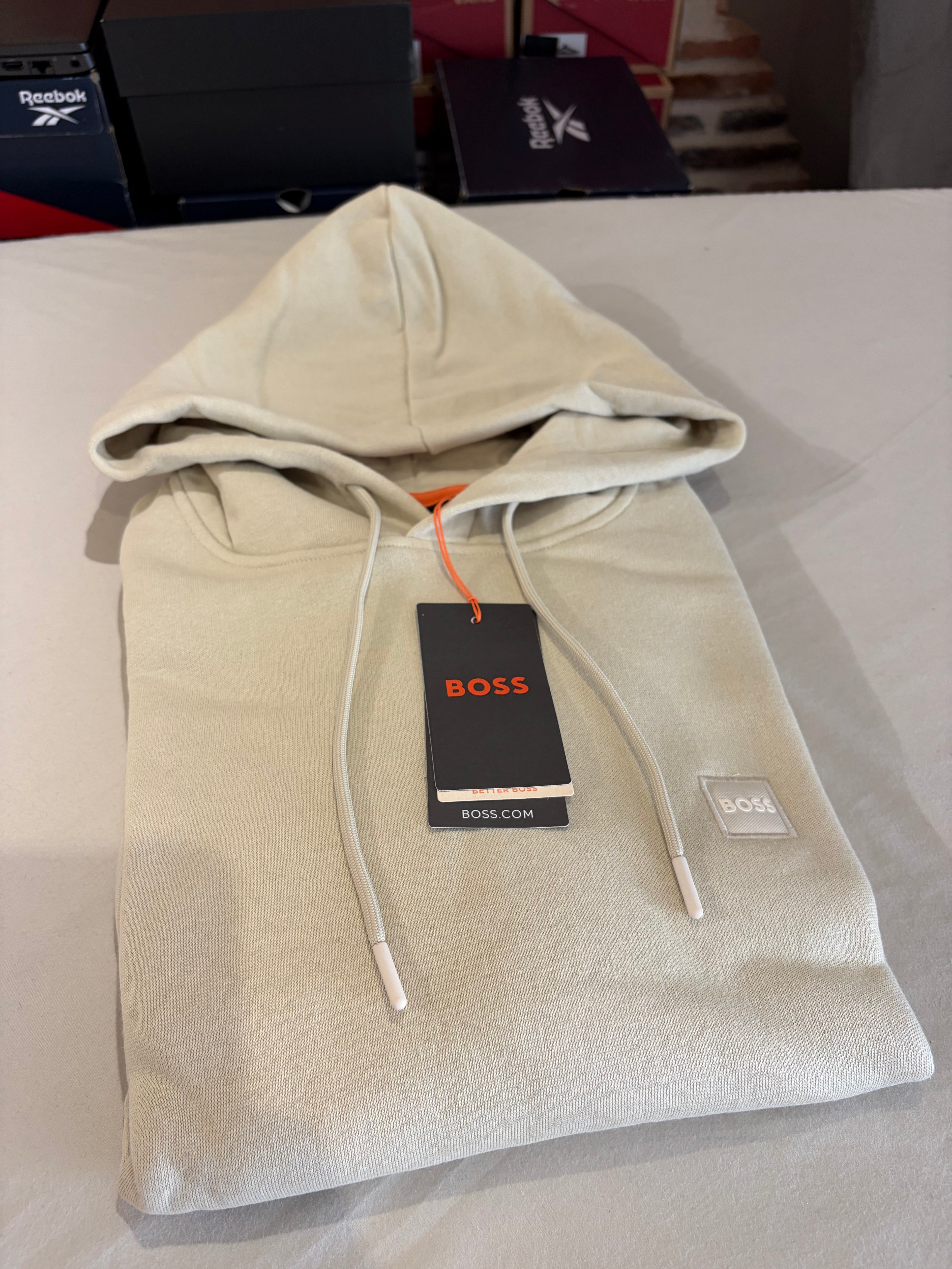 Sweat à capuche BOSS Wetalk Natural écru Homme L - Logo ton sur ton - Neuf