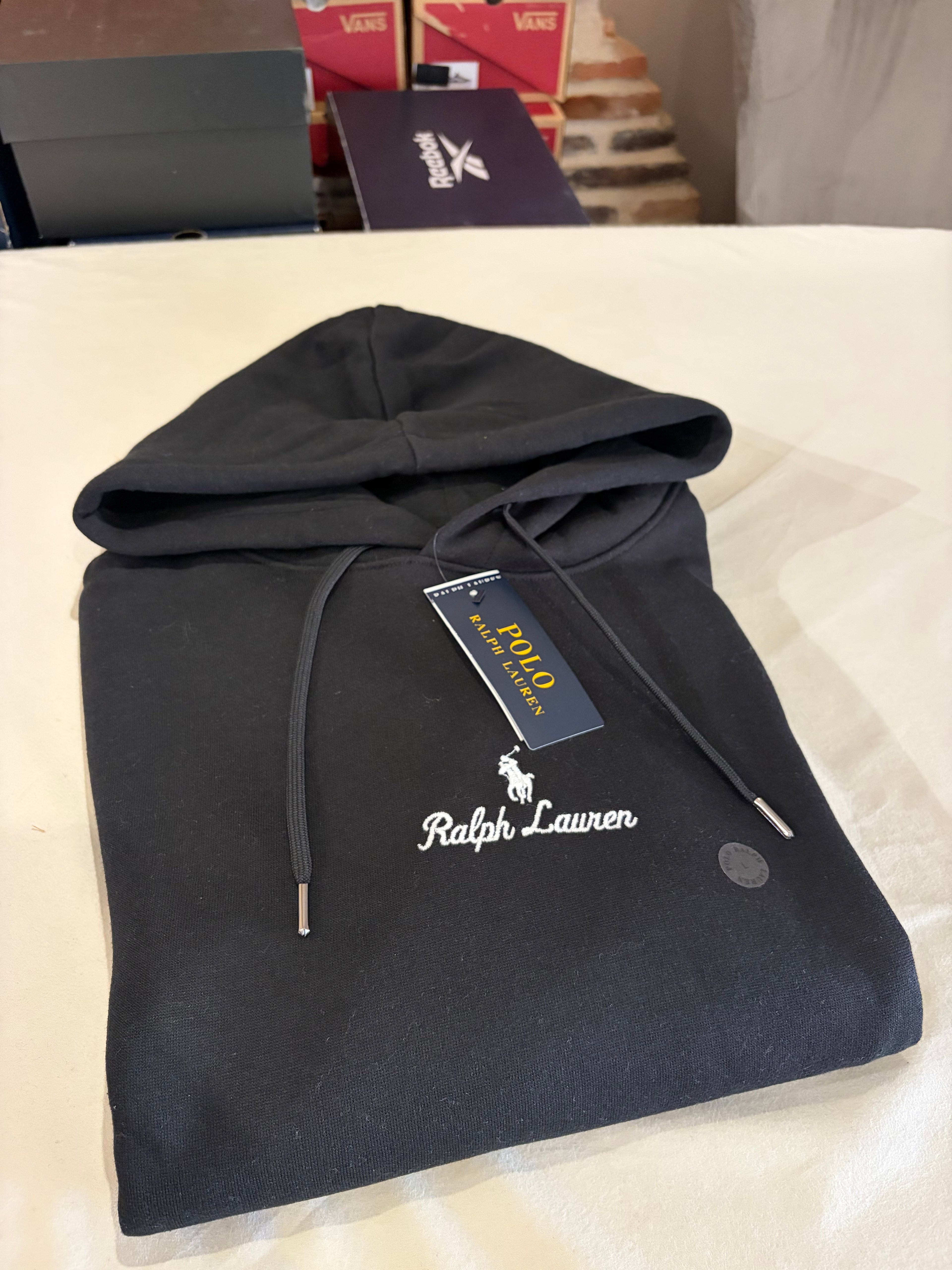 Polo Ralph Lauren Sweat à Capuche Homme Noir Logo Brodé Signature Taille L